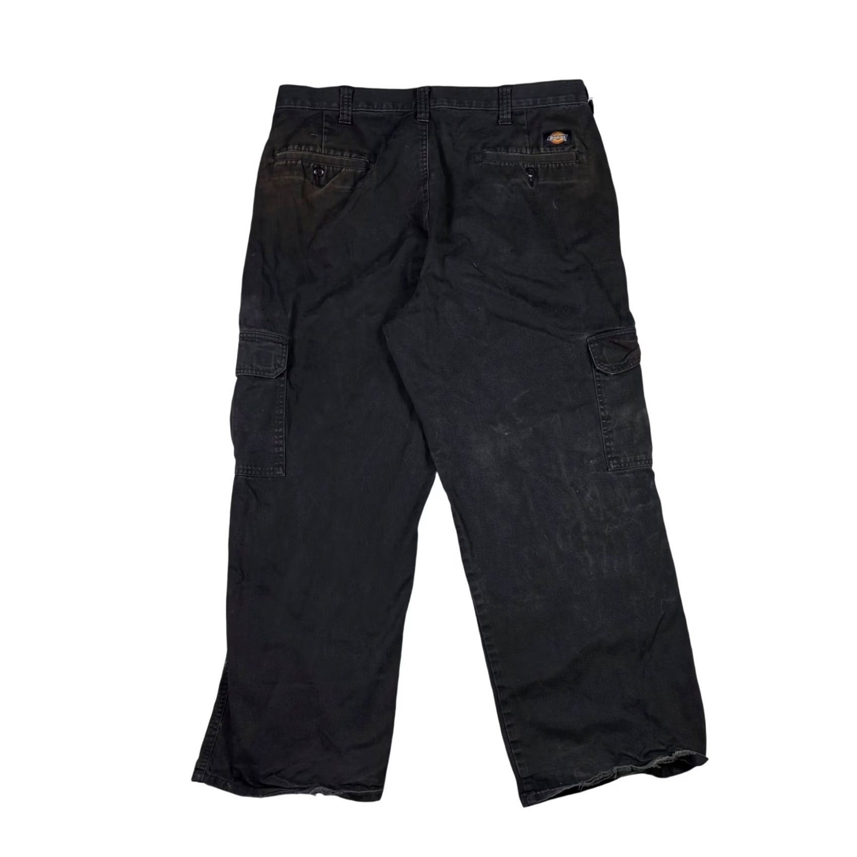 Dickies Dickies Mens Black Cotton Twill Cargo Pants 34x28 Work Pants Cargo Pocket Distressed 34 White Logo Mens Size US 34 / EU 50 - 2 Thumbnail