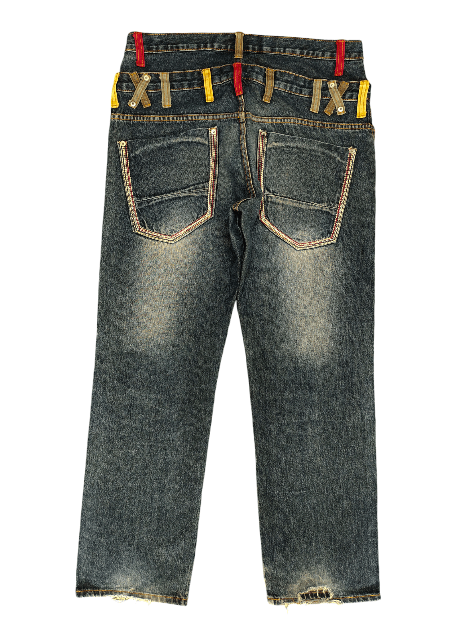 Comme des Garcons × Undercover Amore Puro Double Waist Clawmark Faded Jeans Undercover Ppfm Size US 35 - 12 Thumbnail
