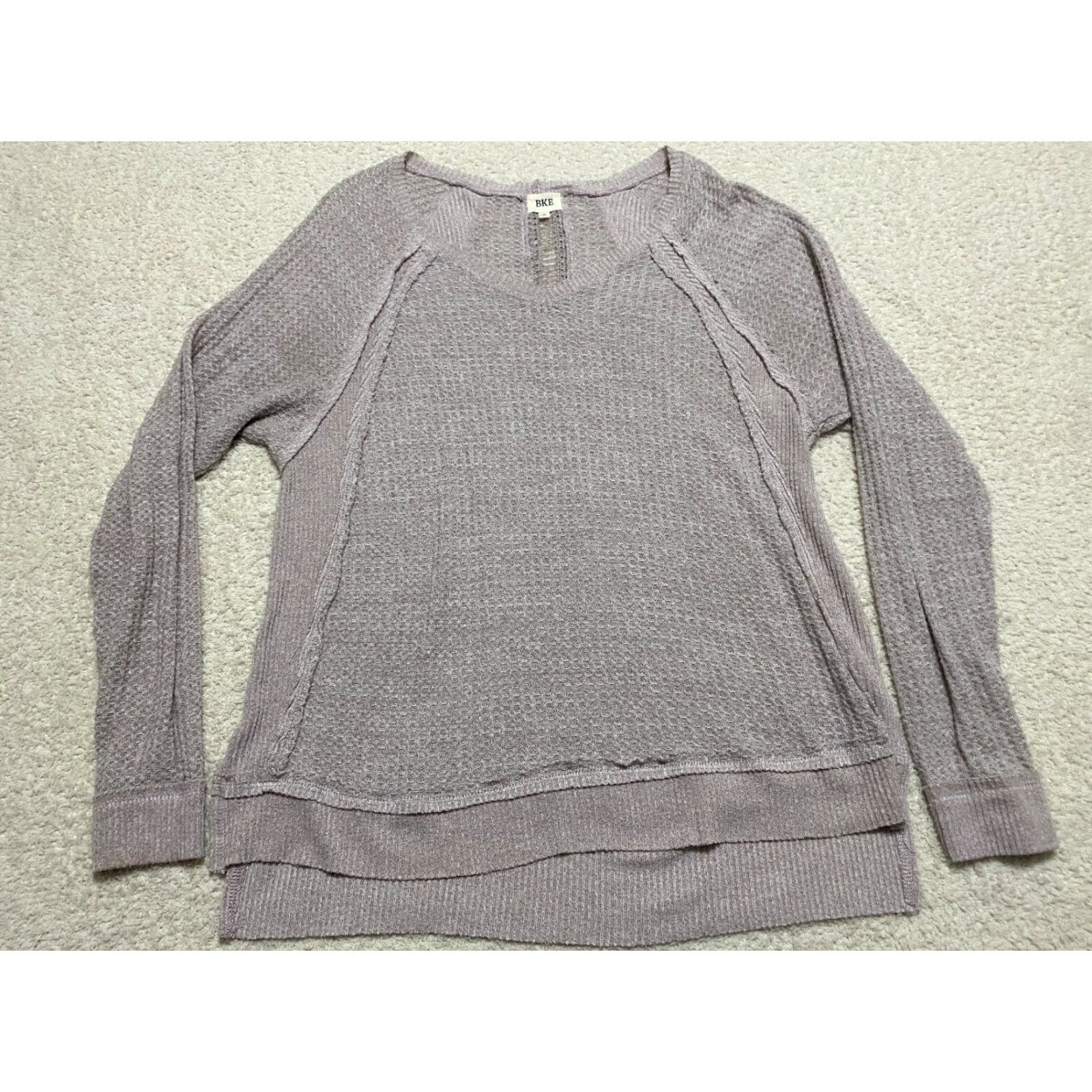 BKE BKE Womens Small Sweater Top Scoop Neck Long Sleeve Knit Rayon Light Pink Blouse Knit Lightweight Basic Classic Casual Shirt Mens? Size S / US 4 / IT 40 - 2 Thumbnail