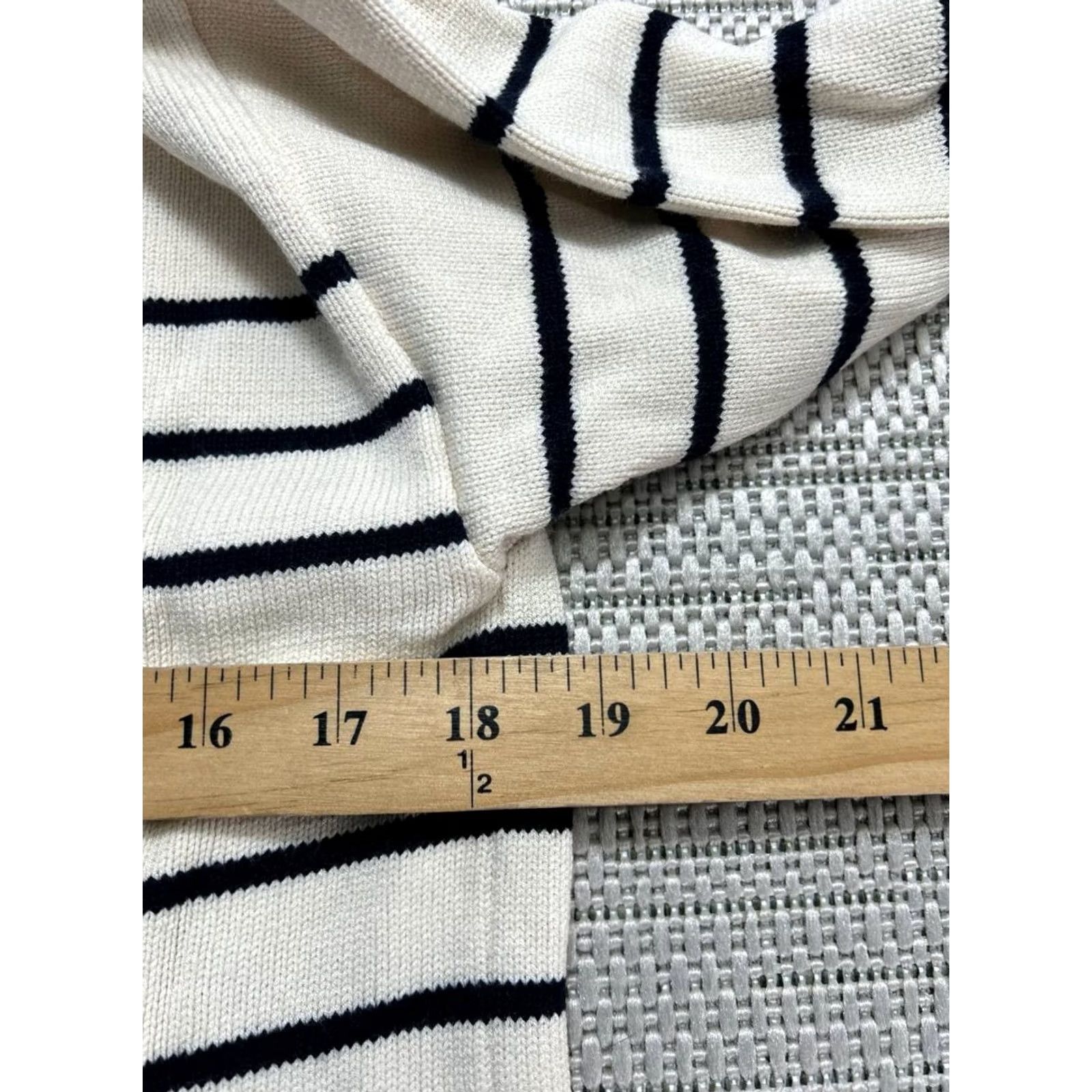 Zara Zara Polo Sweater Womens Small Beige Oversized Striped Knit Warm Cozy Pullover Shirt Knit Casual Women's Fashion, City, Preppy, Modern Size S / US 4 / IT 40 - 7 Thumbnail