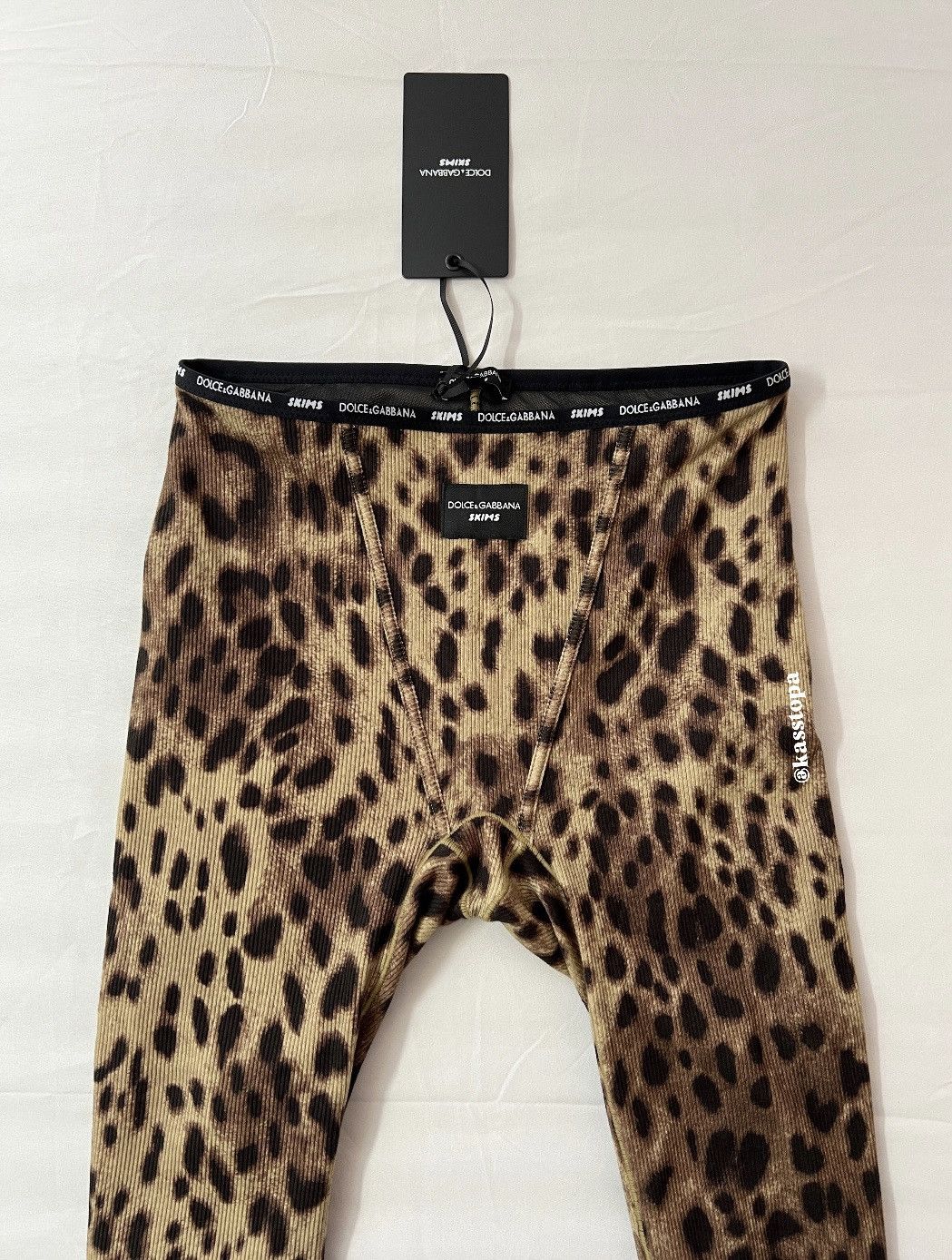 SKIMS SKIMS x Dolce and Gabbana Cotton Rib Leggings Legging Pants Size 28" / US 6 / IT 42 - 3 Thumbnail