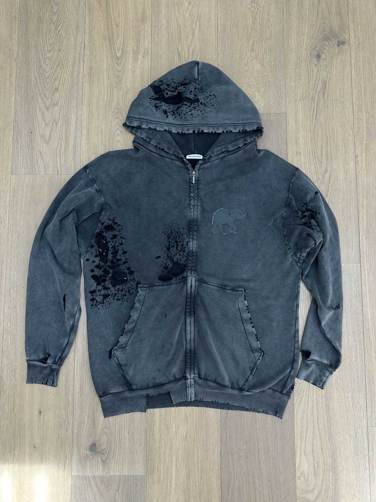 Balenciaga Endangered Elephant Zip Up Hoodie