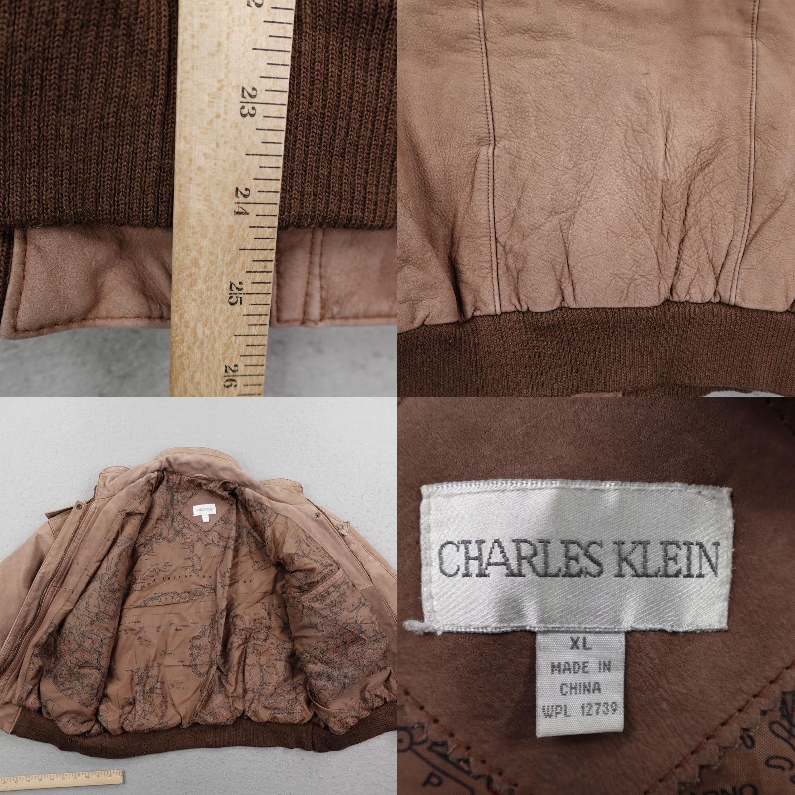 Vintage VINTAGE Charles Klein Jacket Womens XL Brown Leather Bomber Flight Aviator Map Lining Size XL / US 12-14 / IT 48-50 - 8 Thumbnail
