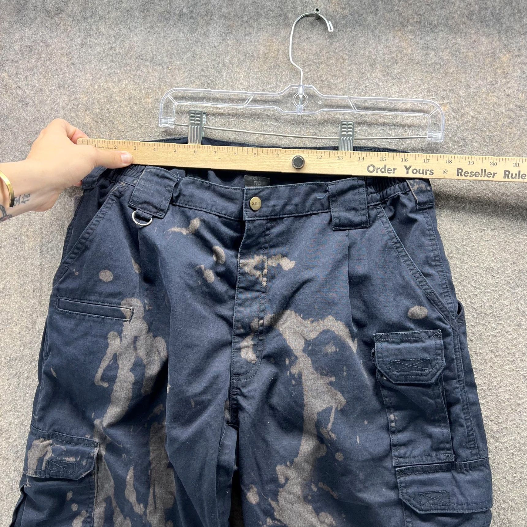 Vintage 5.11 Tactical Pants Mens 36x30 Black Cargo Ripstop Workwear Bleach Stained Size US 36 / EU 52 - 3 Thumbnail