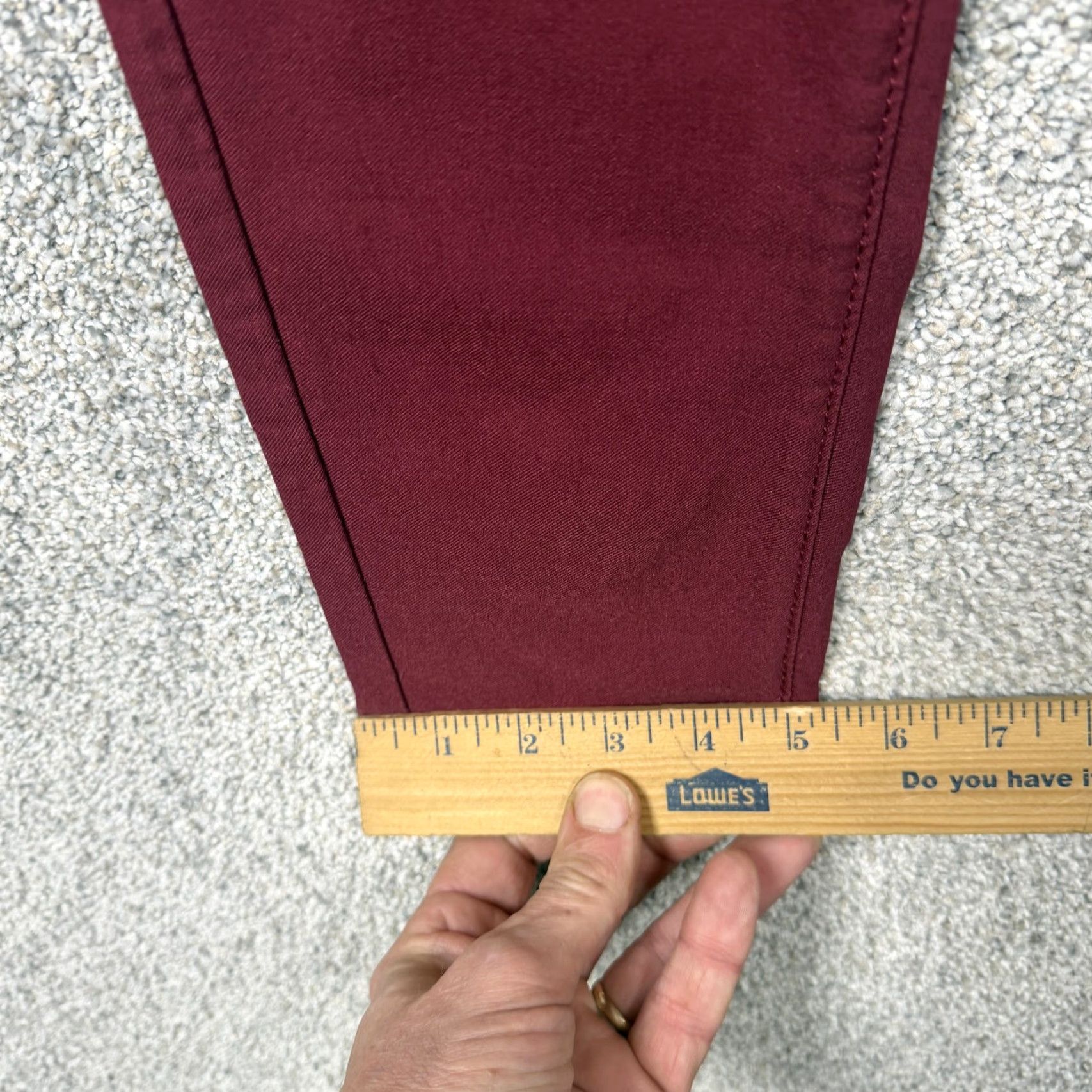 Vintage YMI Jegging Pants Womens L Burgundy Skinny Stretch Twill Pocketed Flat Front Zip Button Casual Preppy 30x26.5 Juniors Regular Rise 8.5-10.5 Size 36" / US 14 / IT 50 - 3 Thumbnail