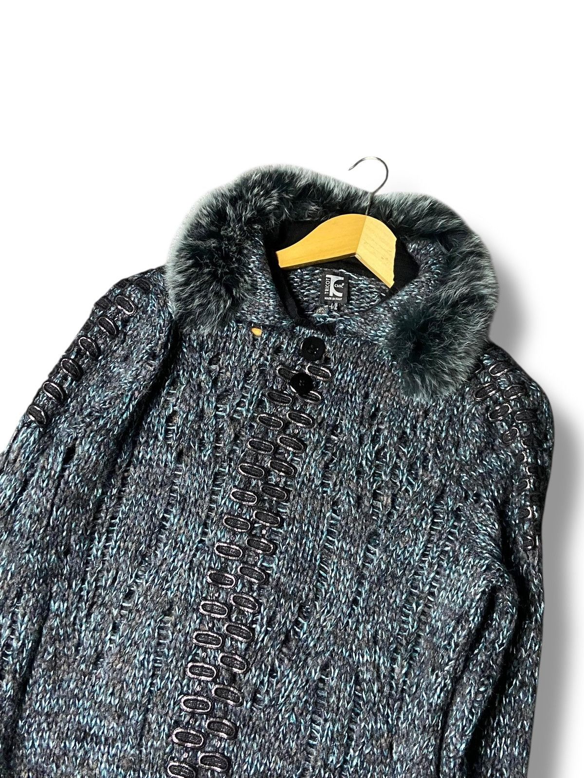 Japanese Brand TC Tricot Chic Faux Fur Collar Knit Cardigan (154) Size US S / EU 44-46 / 1 - 2 Thumbnail