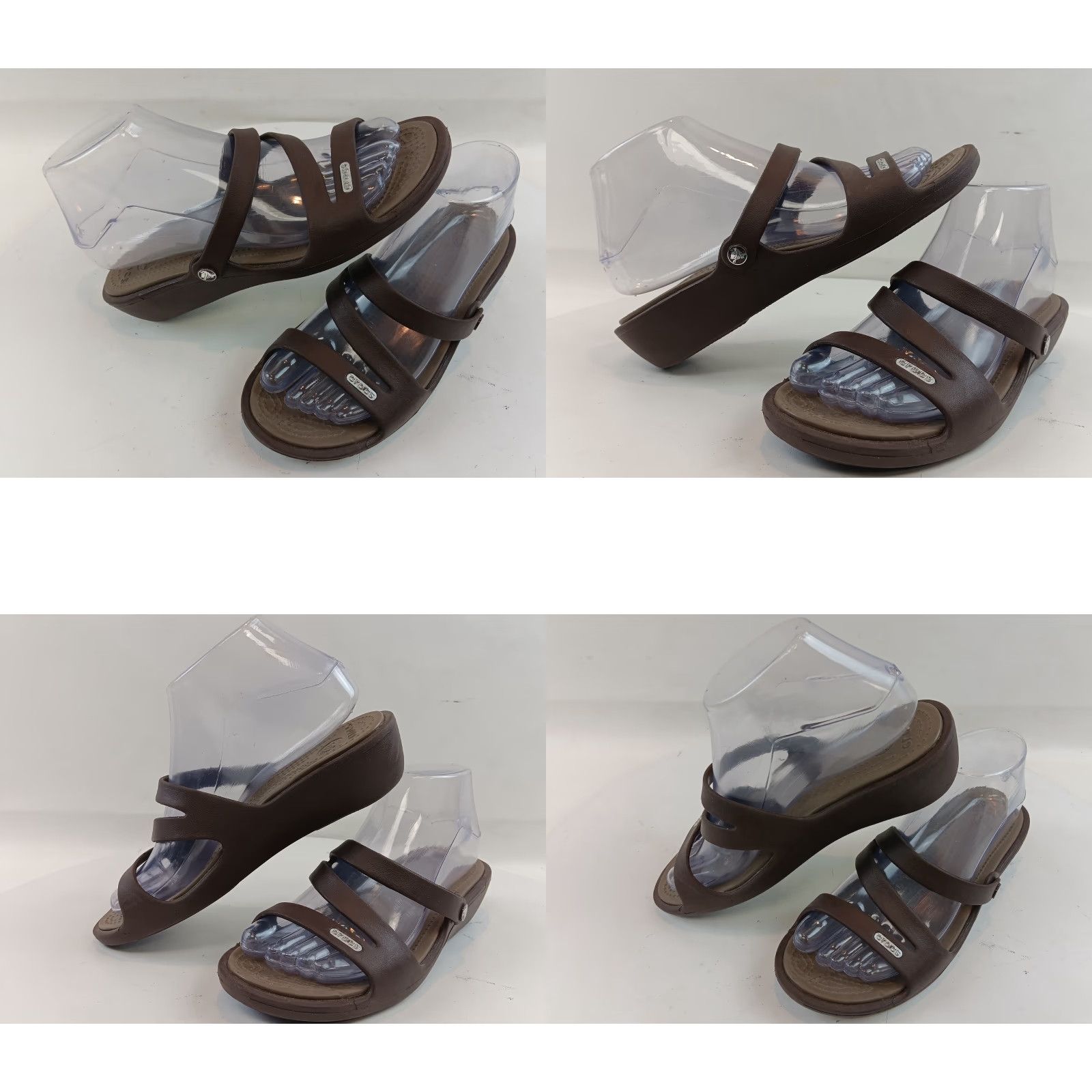 Crocs Crocs Sandals Slides Womens Size 7 Brown Strappy Platform Wedge Slip On Comfort Size US 7 / IT 37 - 9 Thumbnail