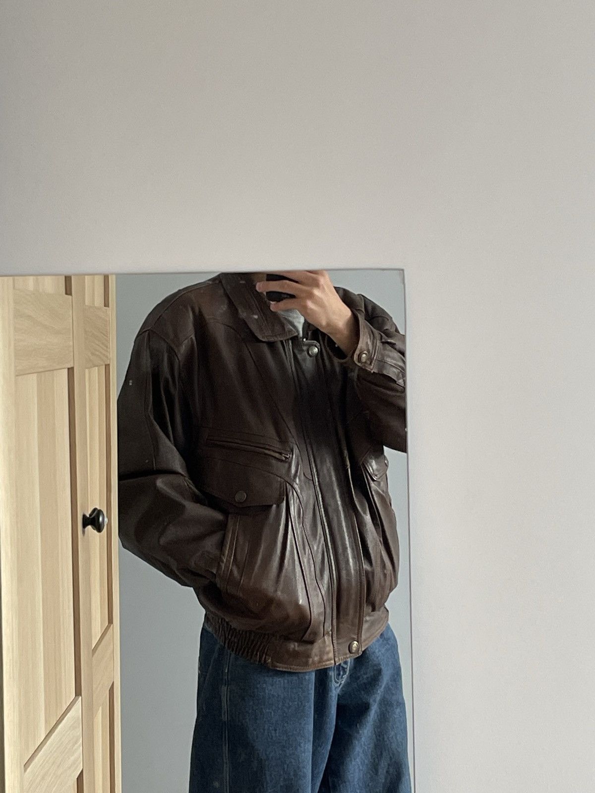 Vintage Vintage Y2k Black Real Leather Zip Bomber Jacket Avant Garde Size US XL / EU 56 / 4 - 2 Thumbnail