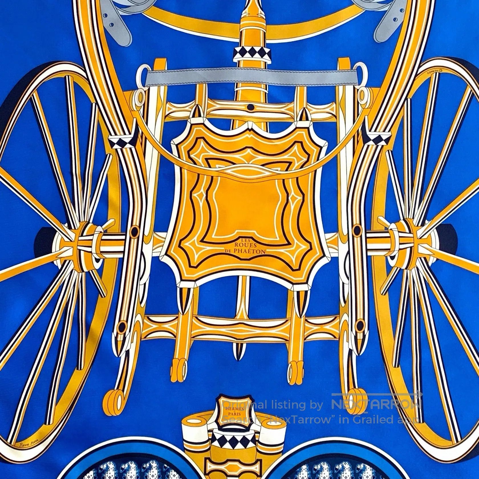 Hermes Hermes Blue Phaethon's Wheel Printed Silk Scarf| Size ONE SIZE - 3 Thumbnail