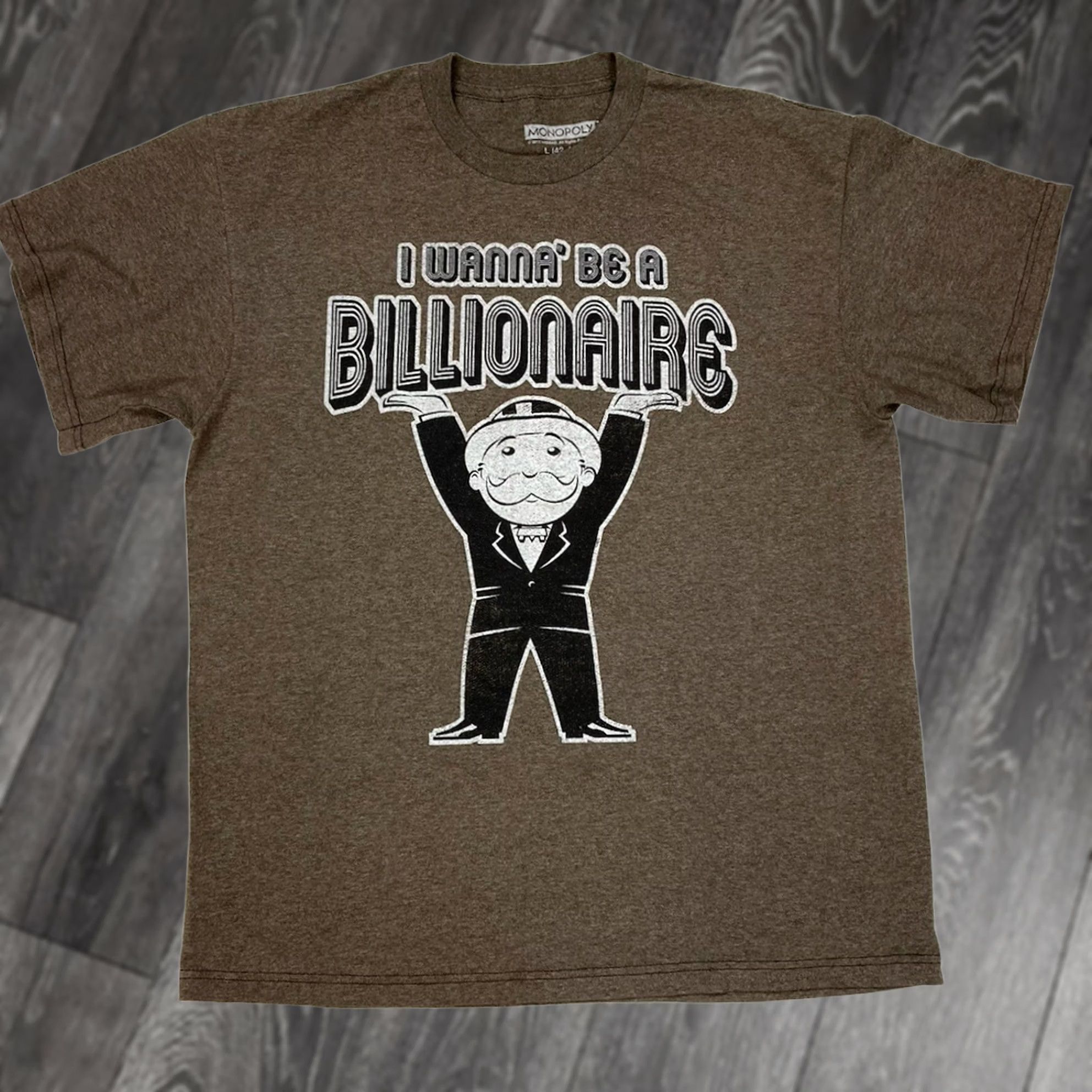 Vintage MONOPOLY I Wanna Be A Billionaire Graphic T-shirt Men Large Brown Short Sleeve Size US L / EU 52-54 / 3 - 1 Thumbnail