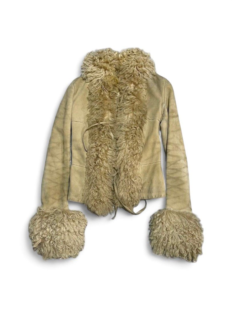 image of Dolce Gabbana Dolce Gabanna - M Aw01 Vintage Fake Fur Leather Brown Beige, Women's (Size Medium)