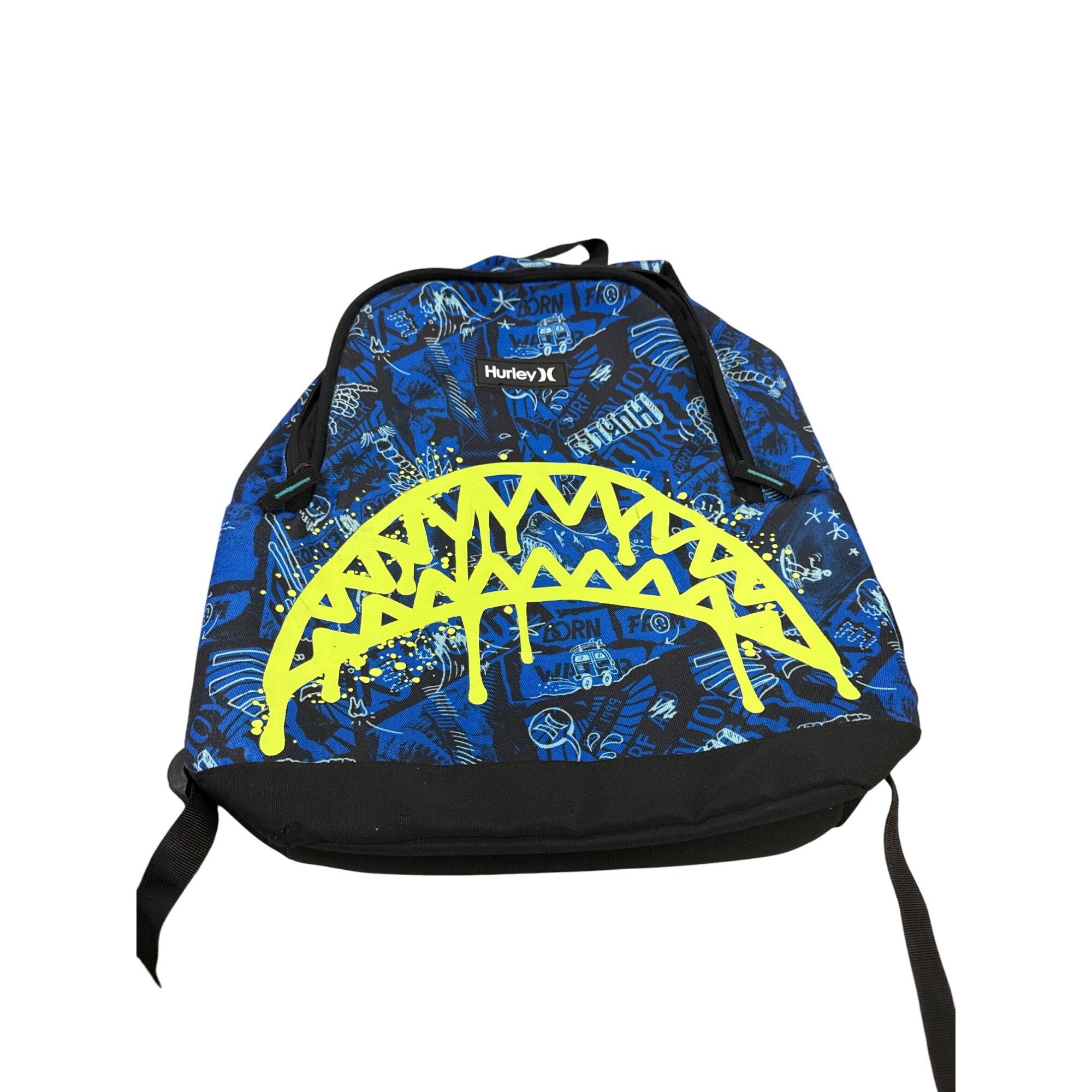 Hurley Hurley Blue & Yellow Graffiti Backpack With Adjustable Strap Size ONE SIZE - 1 Thumbnail