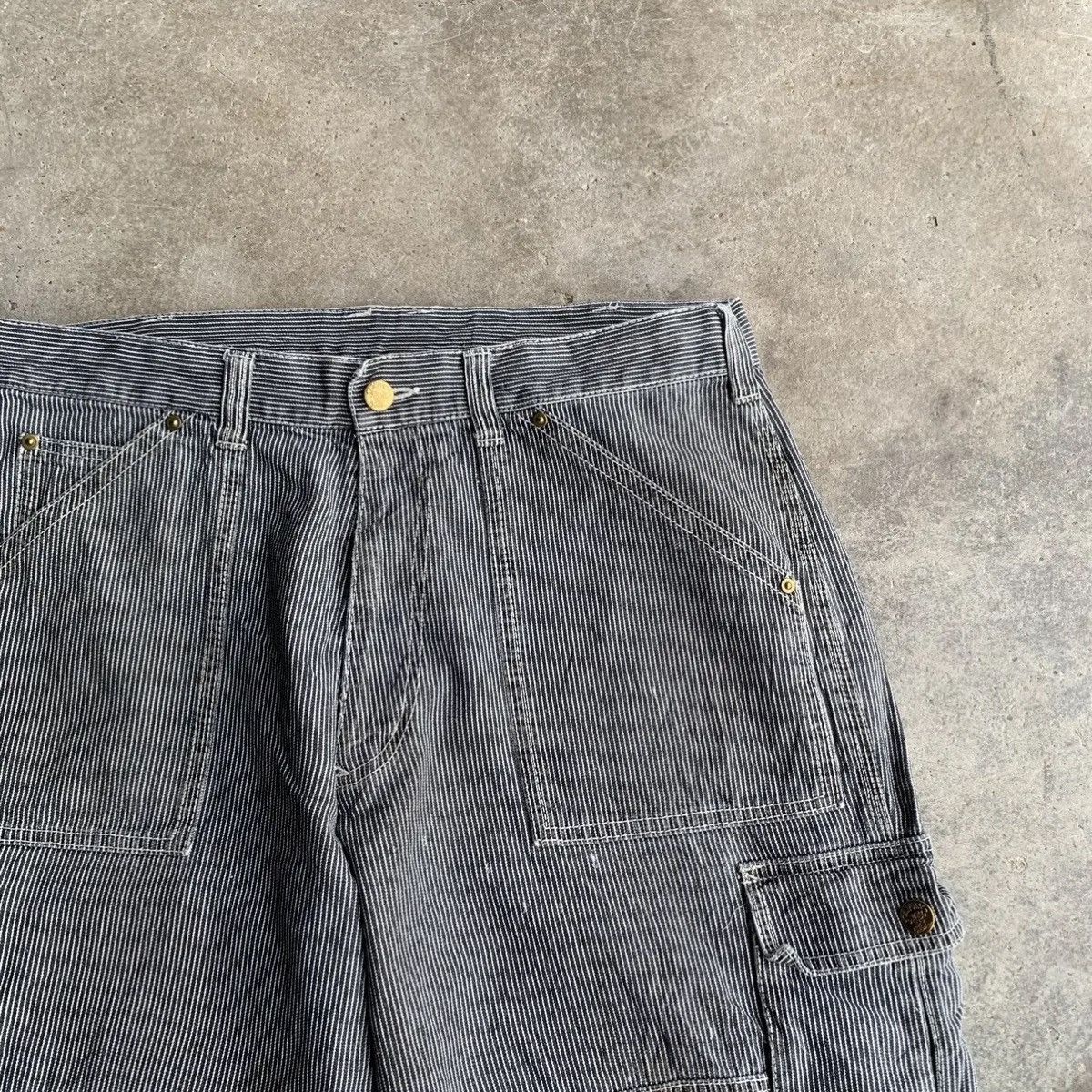 Dogtown × Japanese Brand × OVER THE STRiPES DISTRESSED! JAPANESE Hickory Work Wear Double Knee Pants Size US 34 / EU 50 - 5 Thumbnail
