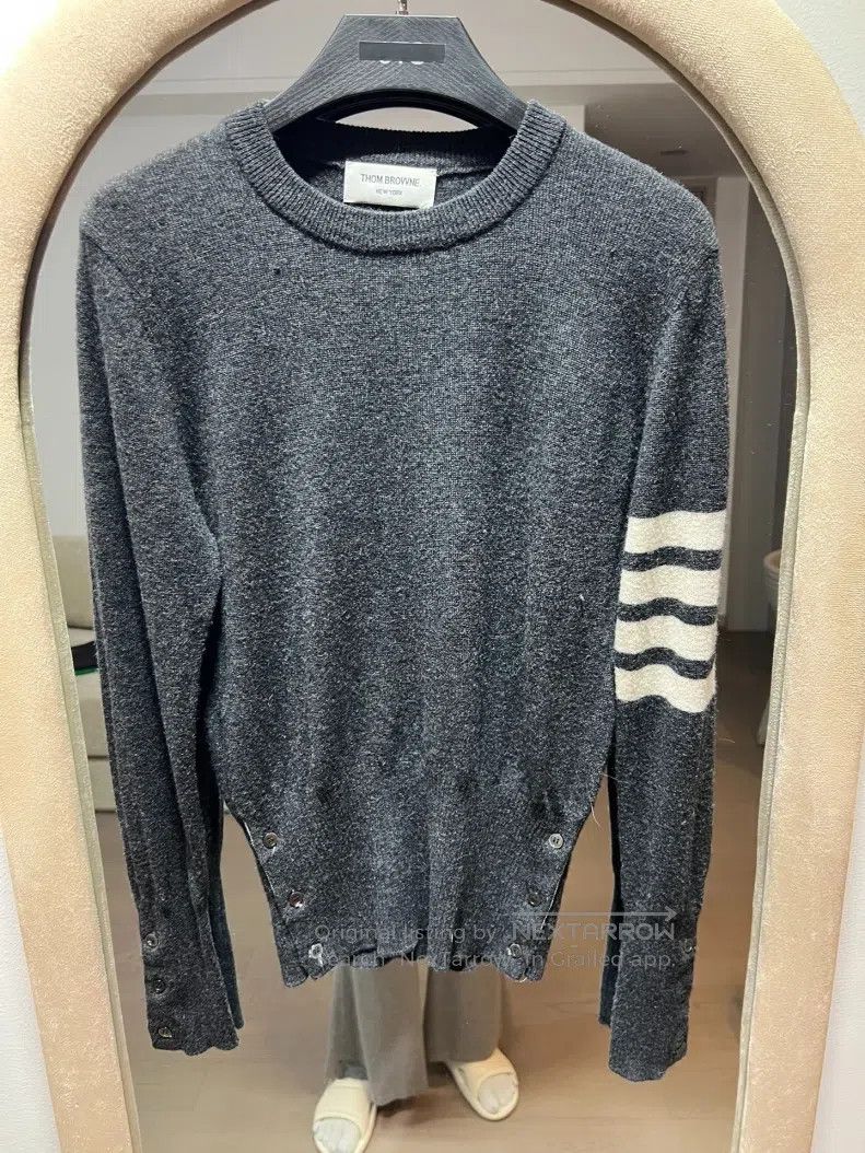 Thom Browne Thom Browne Charcoal Classic Cashmere Sweater Size US XXS / EU 40 - 1 Thumbnail