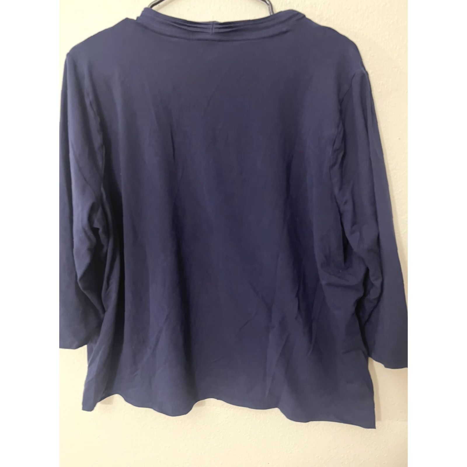 Talbots VINTAGE Talbots Blouse Shirt Women's 3X Navy Long Sleeve V-Neck Pullover Lyocell Rayon Spandex Plus Size Navy Blue Womens 3X Size XXL / US 16-18 / IT 52-54 - 3 Thumbnail