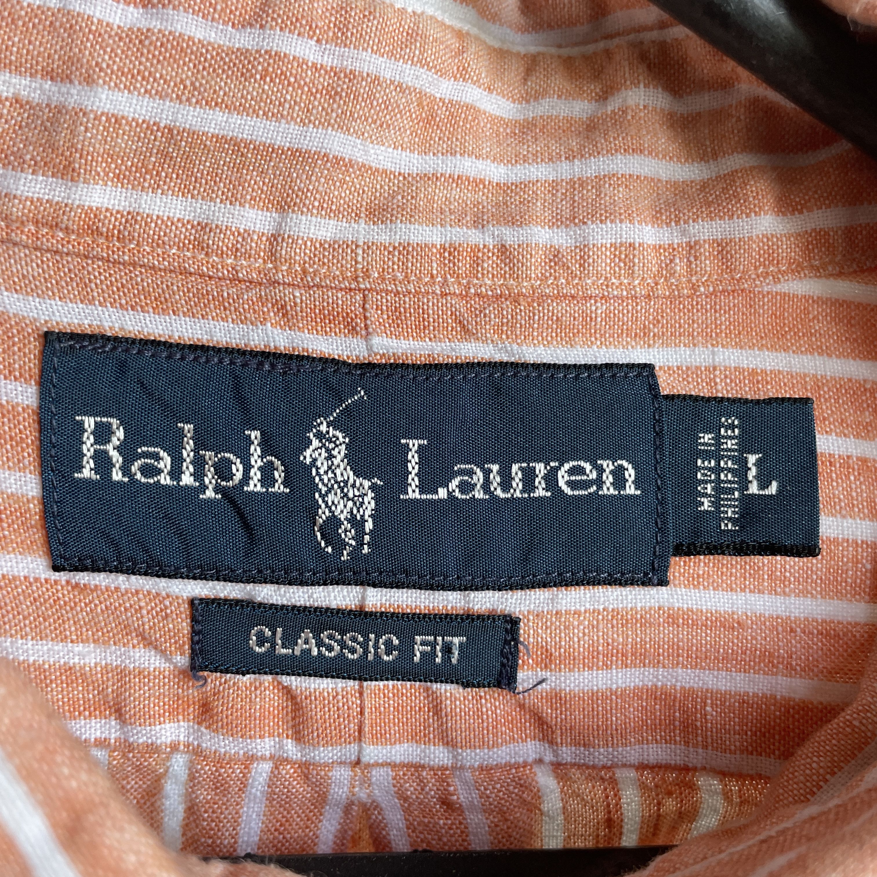 Polo Ralph Lauren Polo Ralph Lauren Vintage Salmon Striped S/S Linen Shirt Size US L / EU 52-54 / 3 - 6 Thumbnail