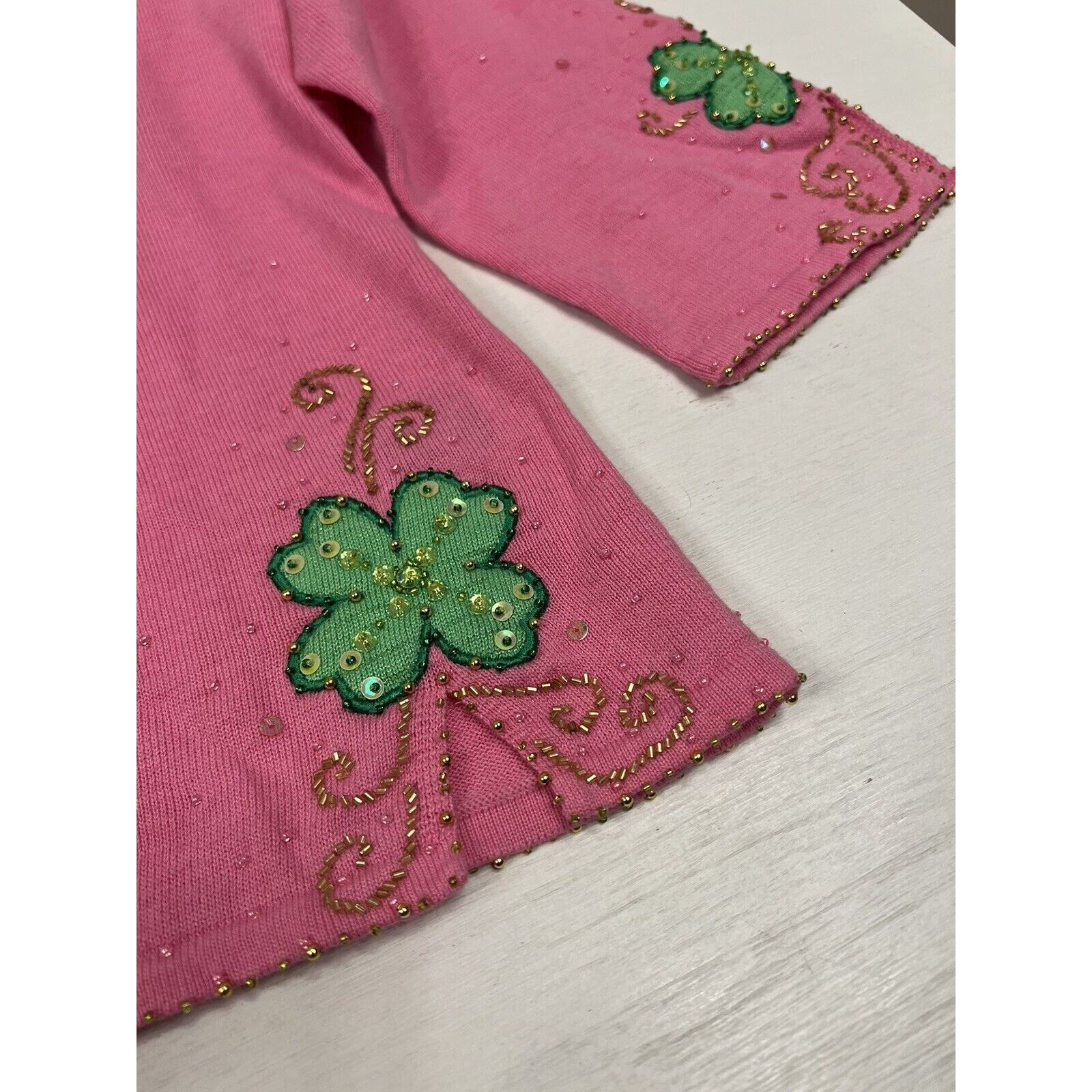 Other VTG Collective Works Of Berek 2 Clovers Pink Lucky Sweater Size L / US 10 / IT 46 - 5 Thumbnail