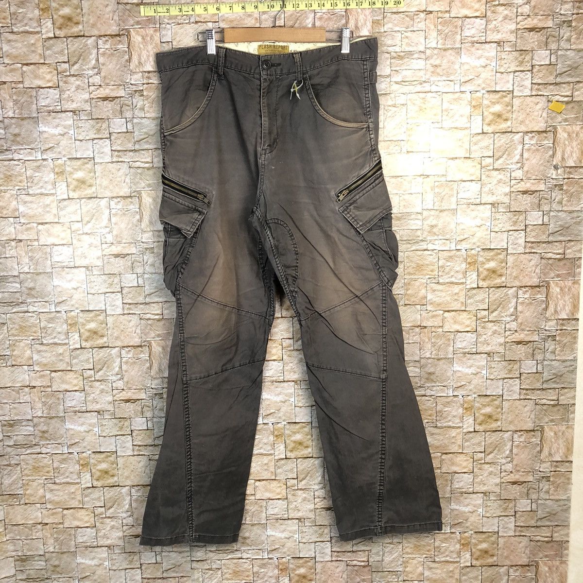 Japanese Brand Flash Report Brown Cargo Multipocket Pants #A351 Size US 34 / EU 50 - 1 Thumbnail