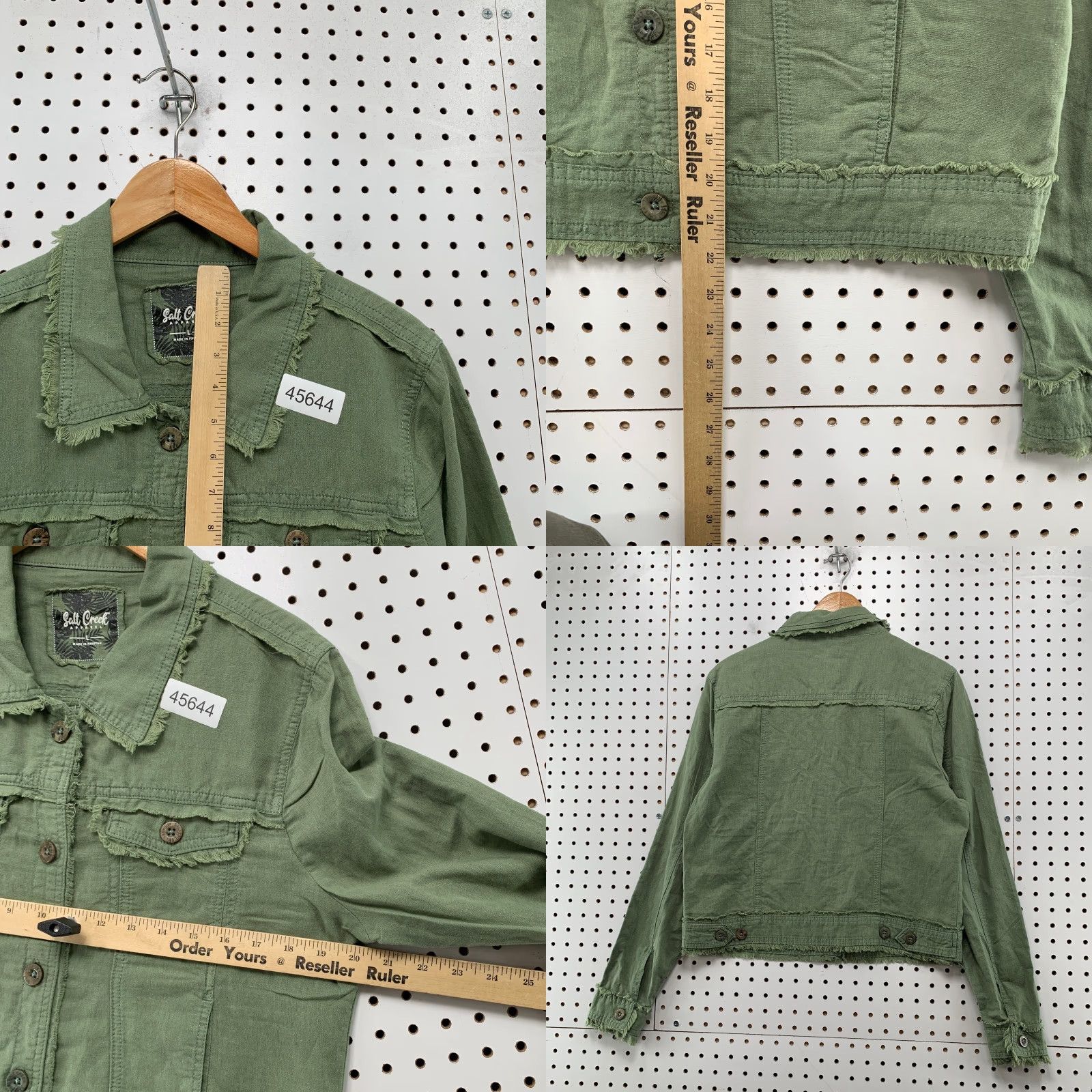 Vintage Salt Creek Linen Blend Jacket Womens Medium Green Military Distressed Style Size M / US 6-8 / IT 42-44 - 8 Thumbnail