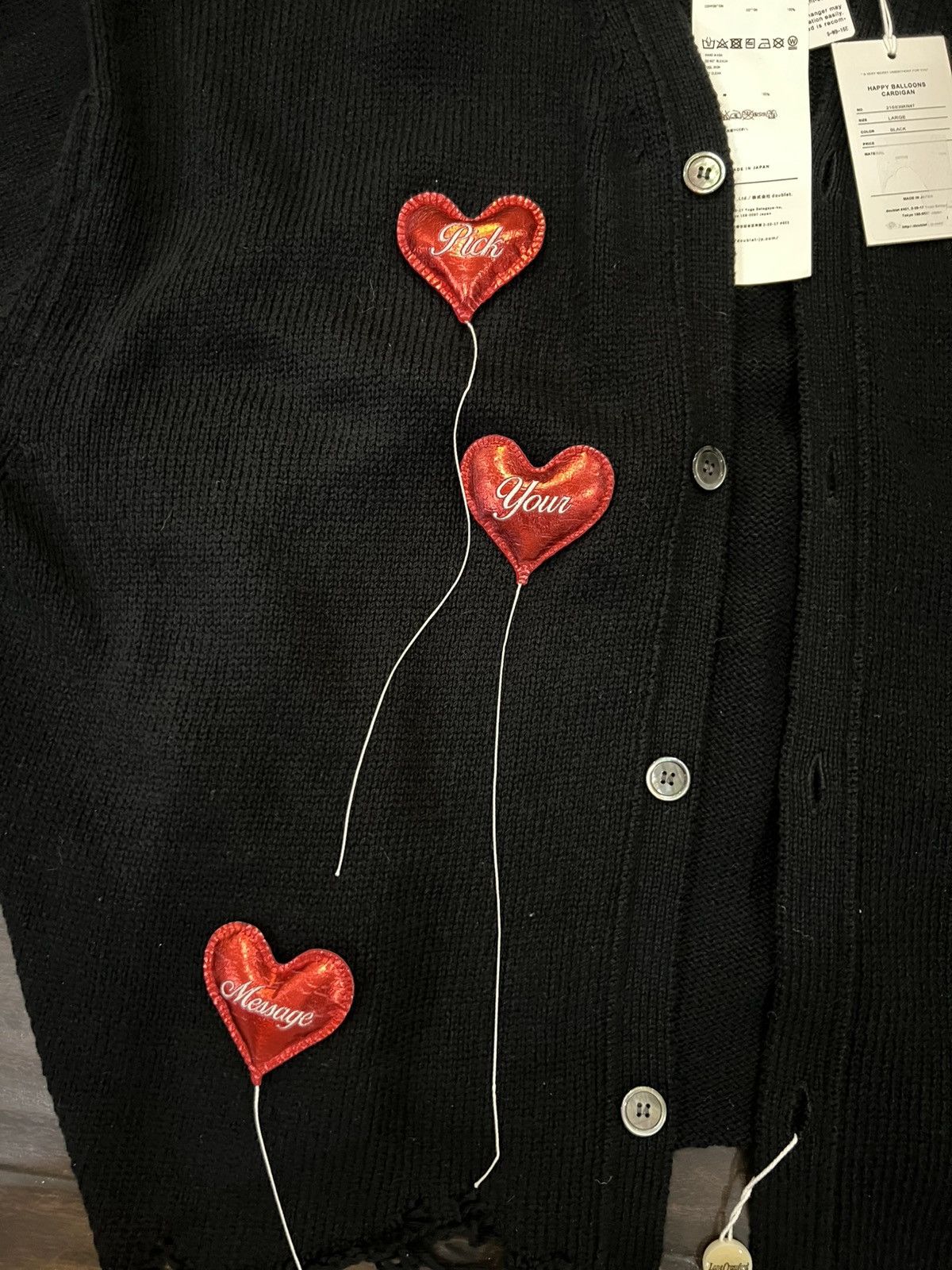 Doublet Doublet “Happy Balloons Distressed Cardigan” Size US L / EU 52-54 / 3 - 2 Thumbnail