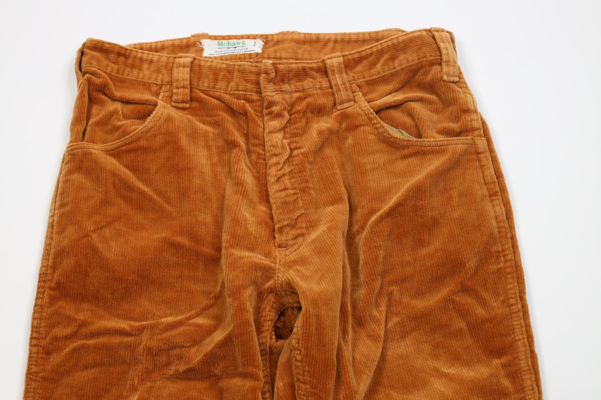 Vintage Vintage 70s Streetwear Corduroy Wide Leg Pants Orange Brown Size US 29 - 2 Thumbnail