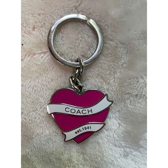 Coach Authentic Coach Heart Ribbon Key Chain, Bag Charm - White, P Size ONE SIZE - 1 Thumbnail