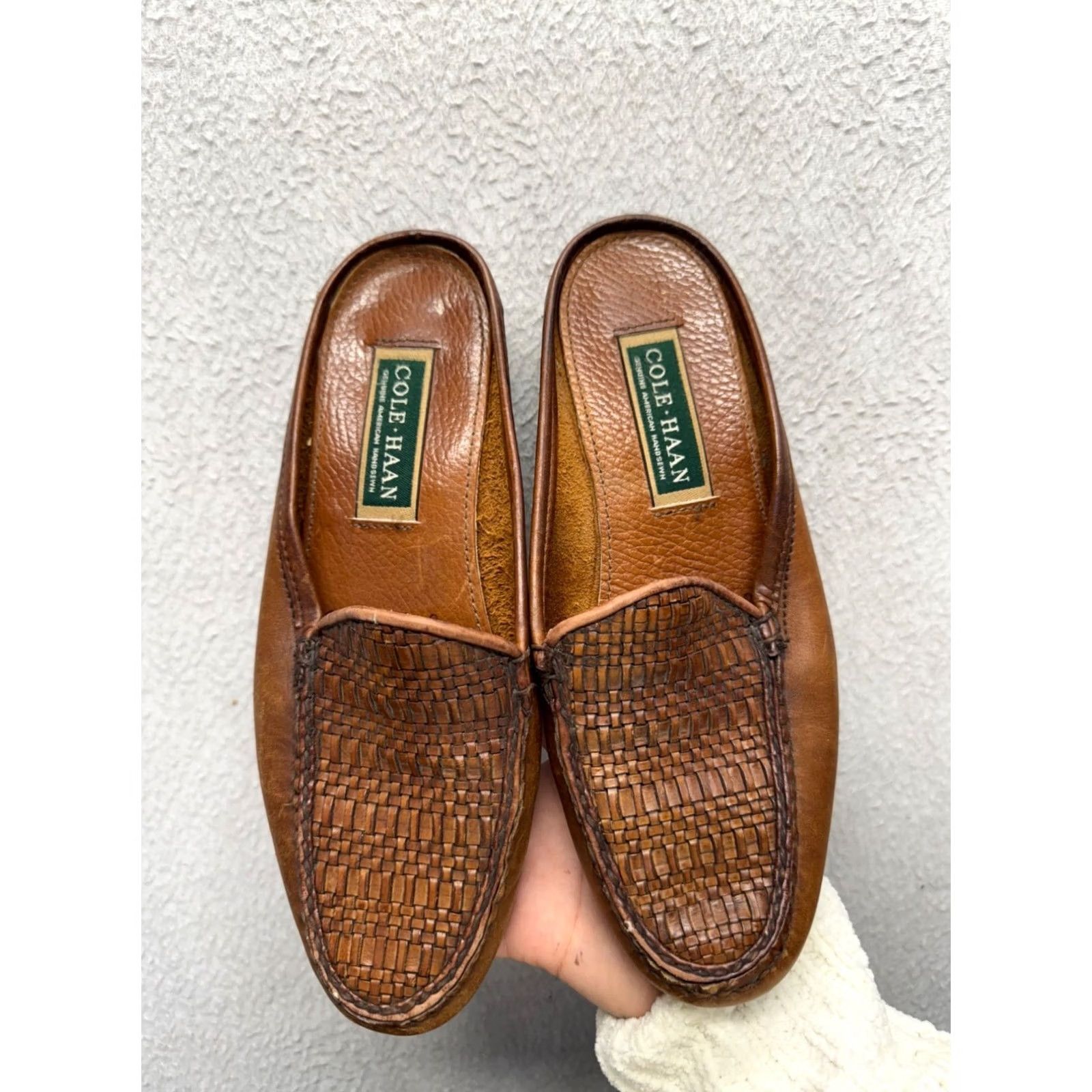 Cole Haan Cole Haan Brown Leather Woven Slip-On Loafers With Rubber Sole Mens 10.5 Casual Shoes Leather Upper Rubber Outsole Loafer Vintage No Size US 11 / EU 44 - 3 Thumbnail