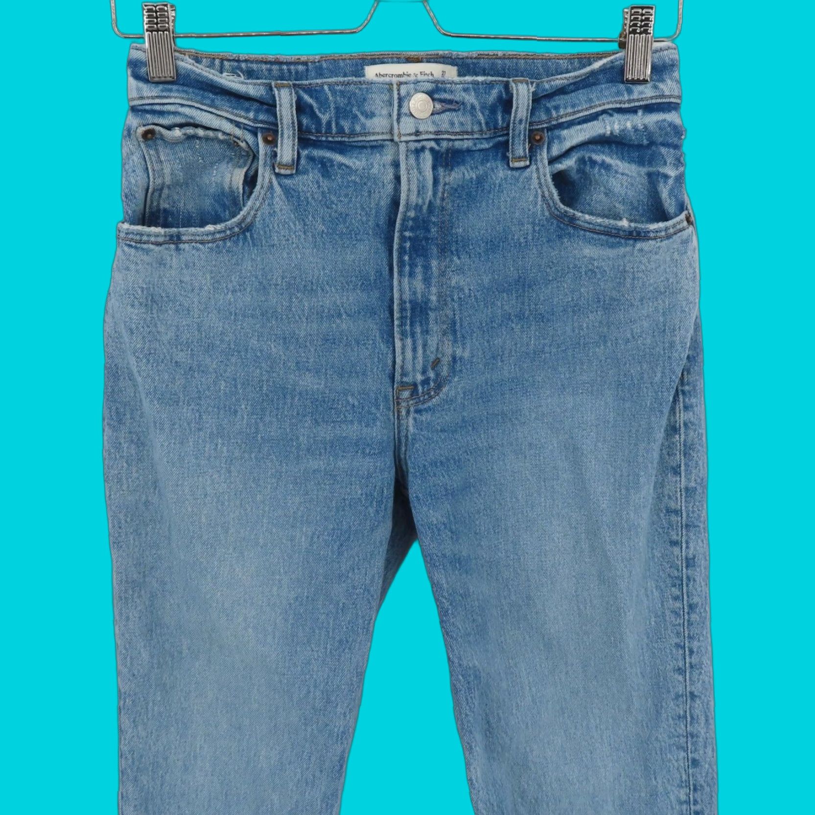 Abercrombie & Fitch VINTAGE Abercrombie & Fitch 90s Straight Ultra High Rise Distressed Denim Jeans Womens Jeans 27 BLUE Size 27" / US 4 / IT 40 - 1 Thumbnail