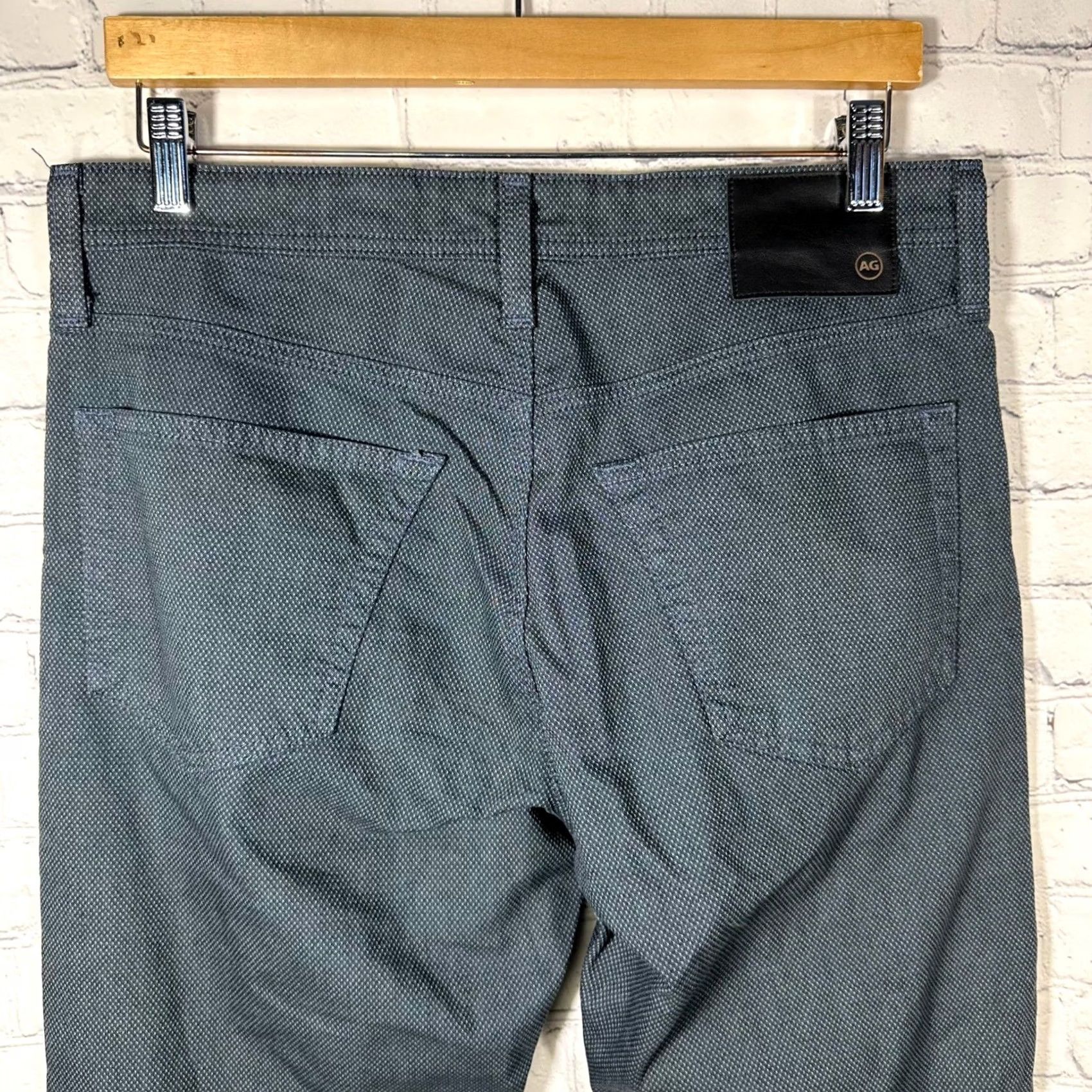 Vintage AG Adriano Goldschmied Mens Grey Micro Pattern Slim Straight Pants 31x32 Grey Geometric Logo 5-Pocket Chino pants Regular Mens Size US 31 - 7 Thumbnail