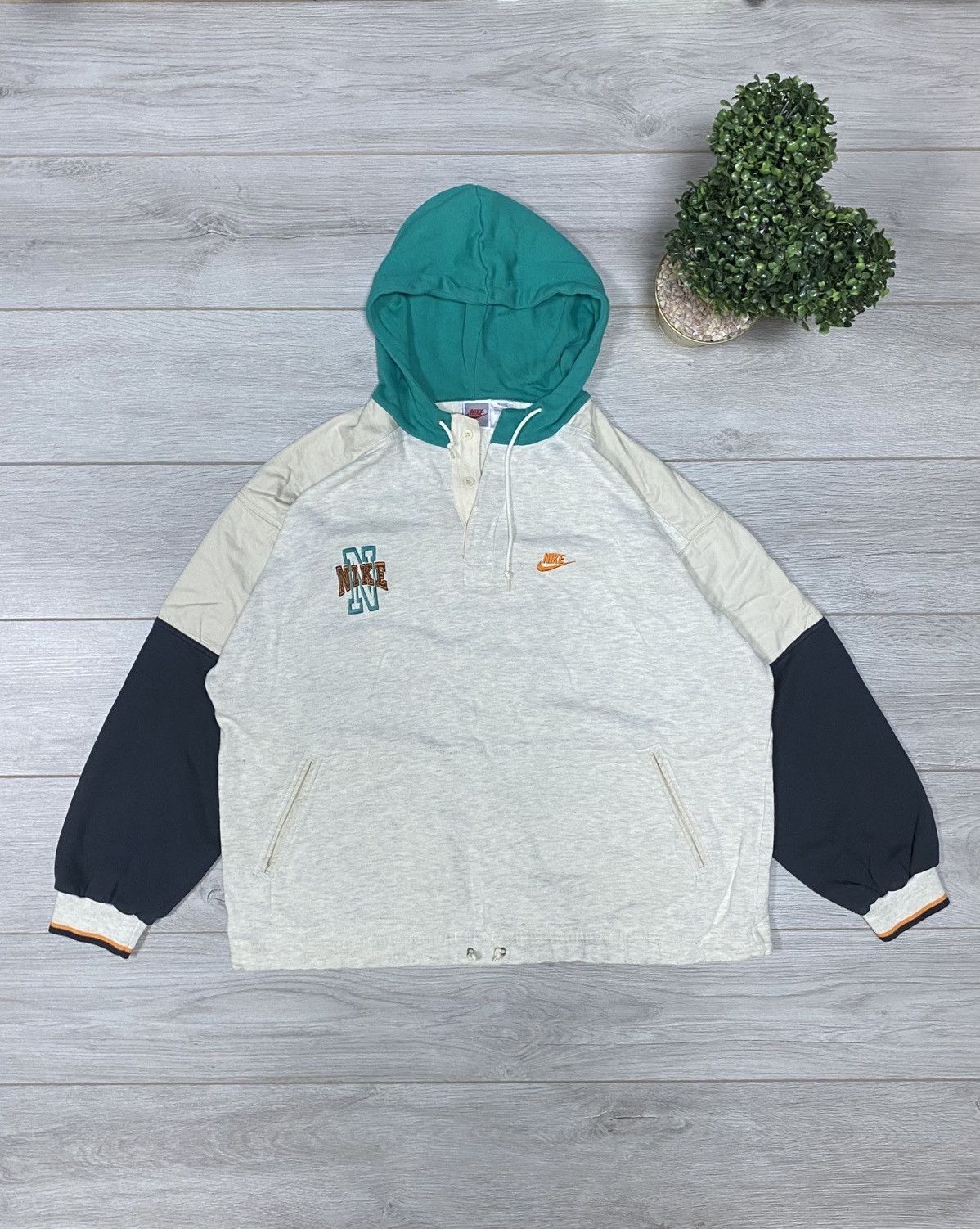 Nike Nike RARE 80s vintage big logo spell out hoodie Size US XL / EU 56 / 4 - 2 Thumbnail