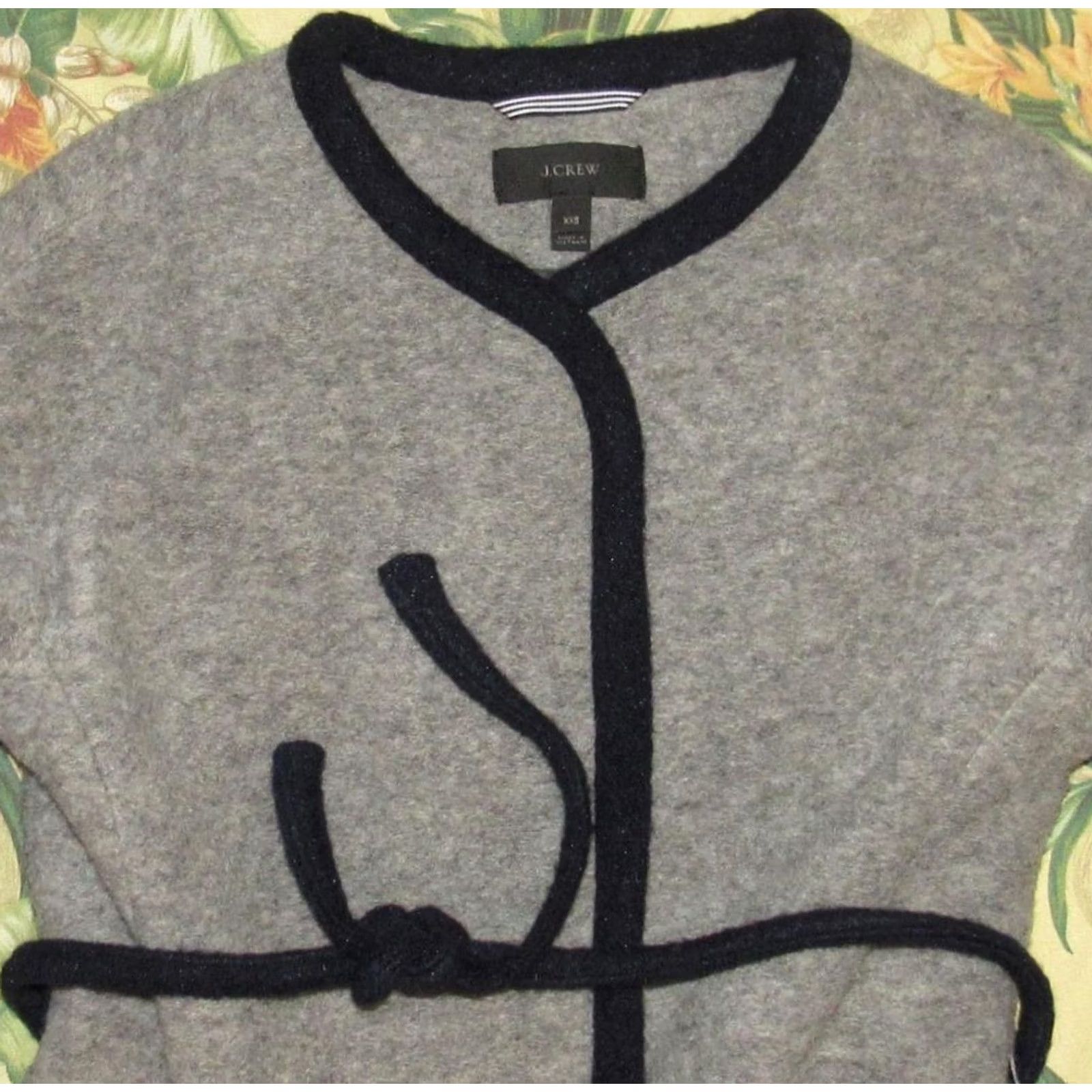 Vintage J CREW Grey Wrap Cardigan Sweater In Boiled Wool XXS Size XXS / US 00 / IT 34 - 2 Thumbnail