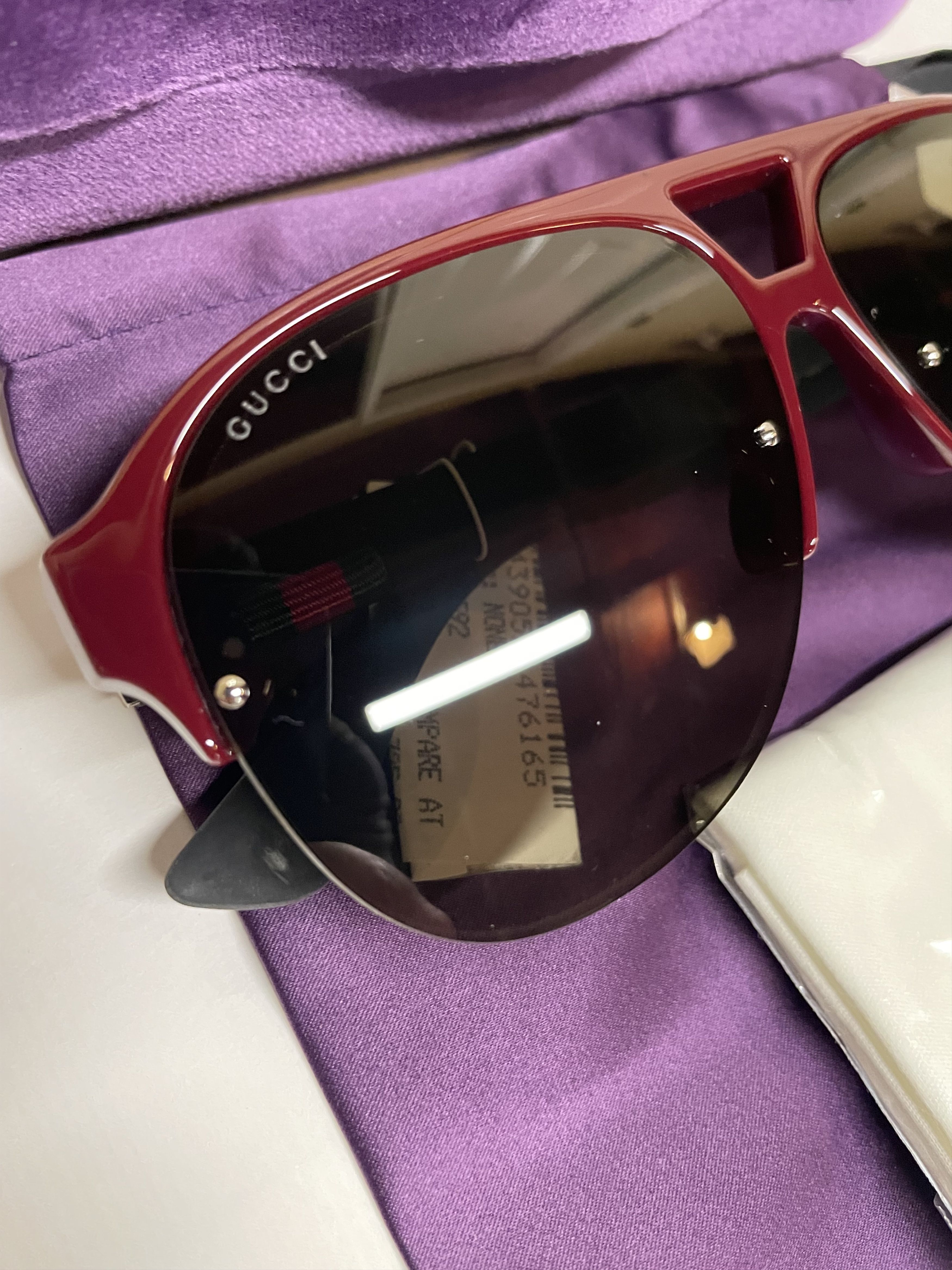 Gucci Gucci GG0170S 004 Cherry/Black Lens Pilot Unisex Sunglasses Size ONE SIZE - 3 Thumbnail