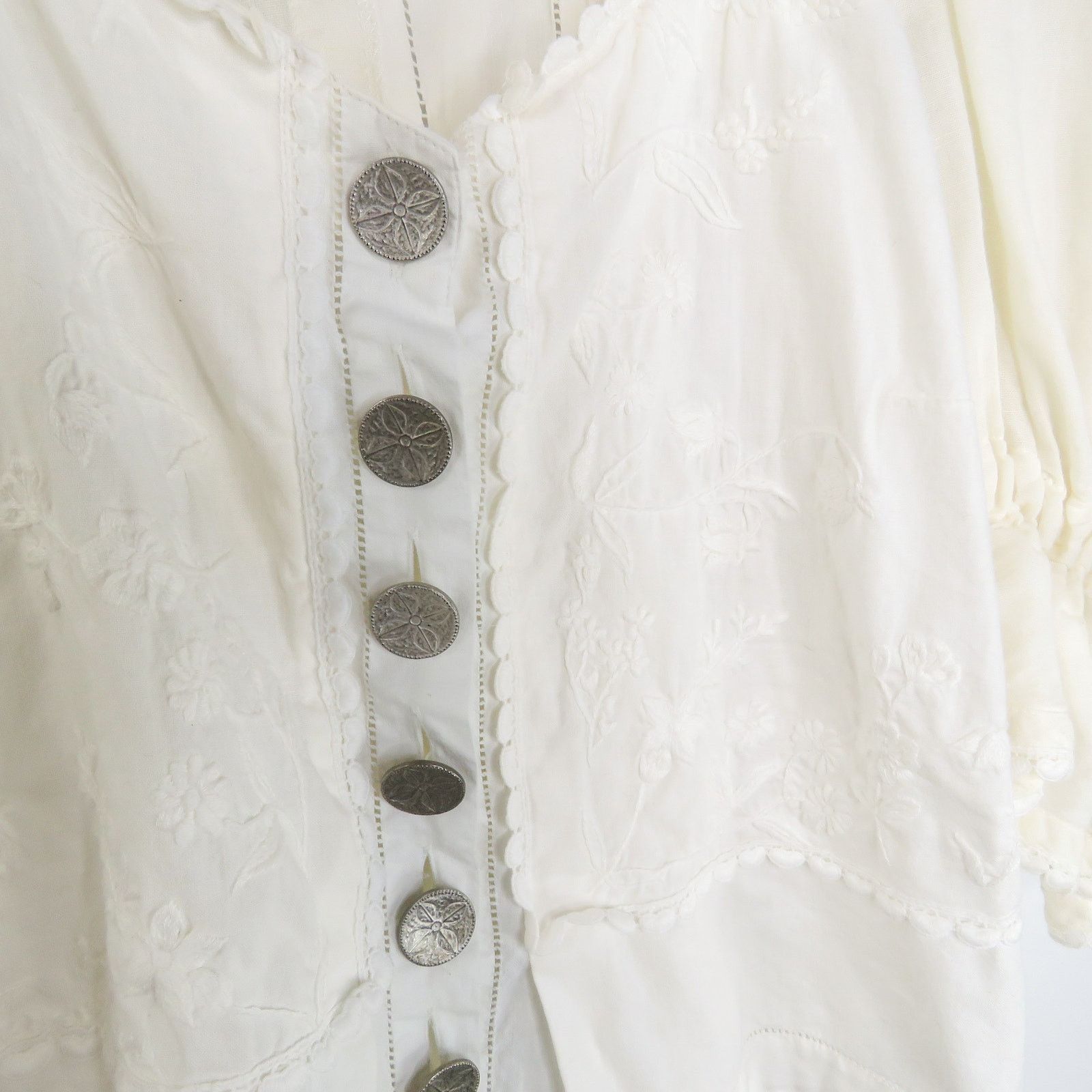 Vintage Umberto Ginocchoetti Victorian White Puff Sleeve Blouse L Size L / US 10 / IT 46 - 7 Thumbnail