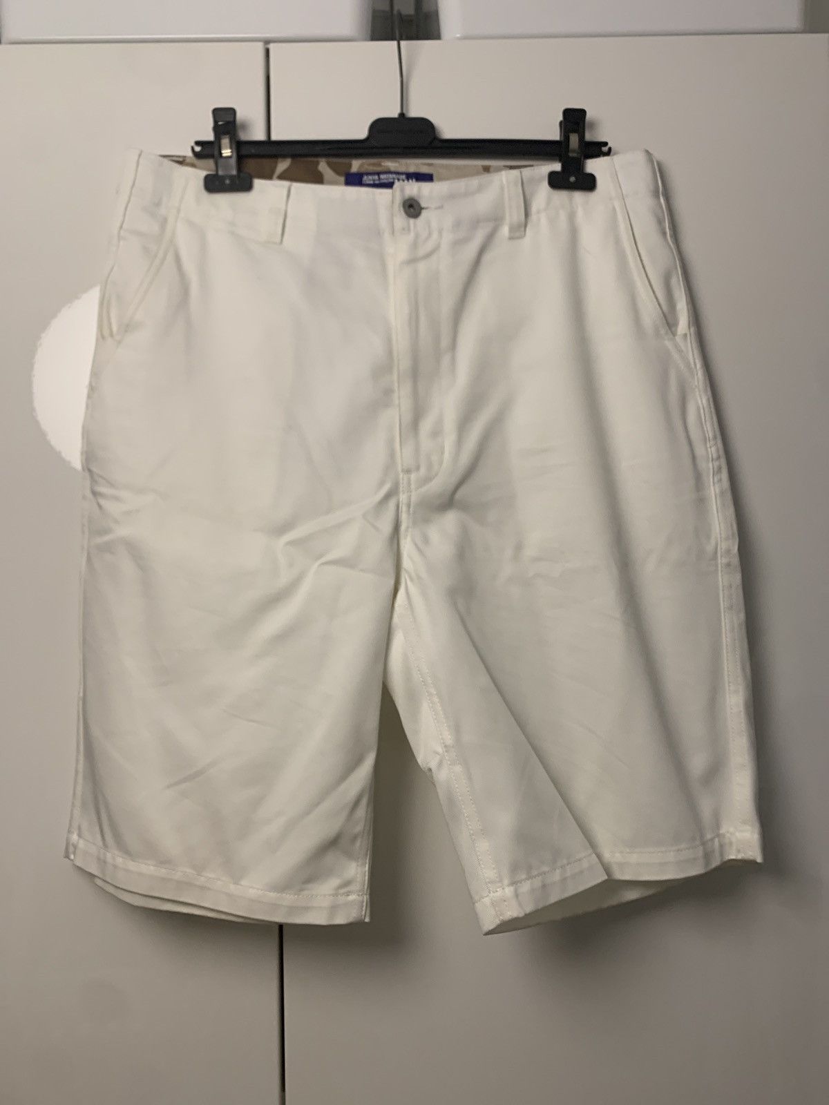 image of Junya Watanabe Wide Shorts With Camo Patch in Offwhite, Men's (Size 38)