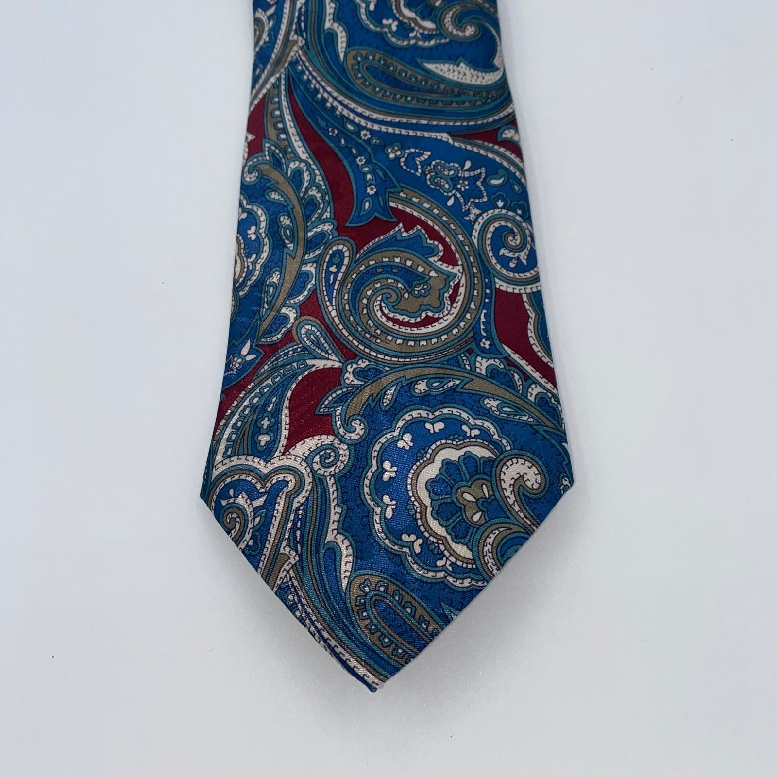 Other Italianissimo Red Blue White Paisley Polyester Neck Tie 59" Size ONE SIZE - 2 Thumbnail