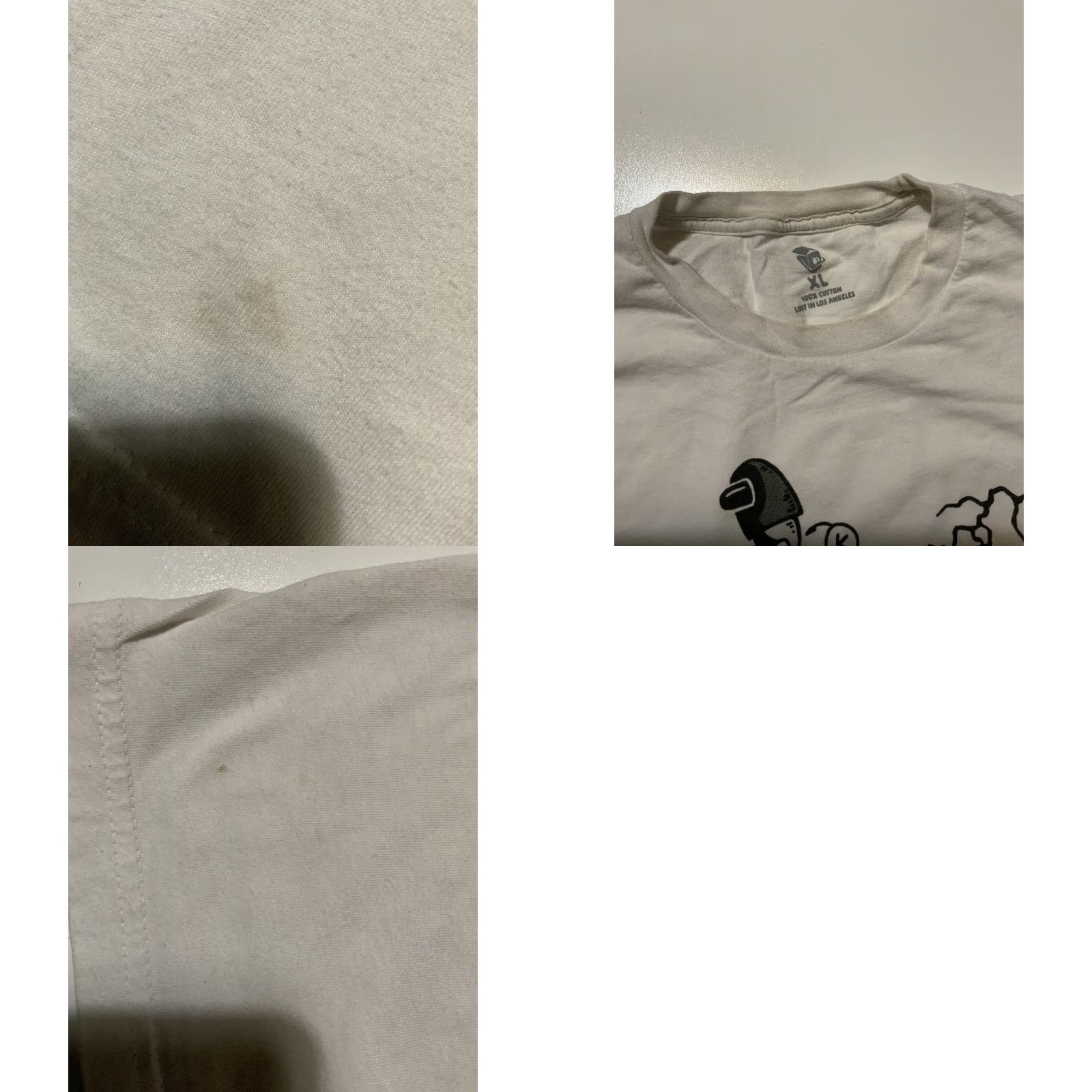 Vintage VINTAGE Lost In Los Angeles Frankenstein Still Figuring It Out Graphic S/S T-Shirt XL Mens White 50 Chest 30 Shoulder to Hem Size US XL / EU 56 / 4 - 8 Thumbnail