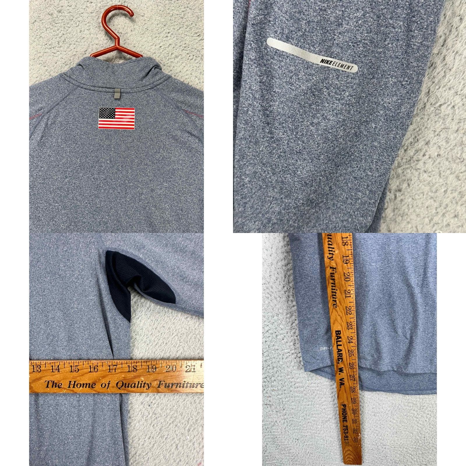 Nike Nike Running Shirt Mens Small Dri-Fit Grey Element USA Pullover Swoosh Athletic Shirt Size US S / EU 44-46 / 1 - 8 Thumbnail