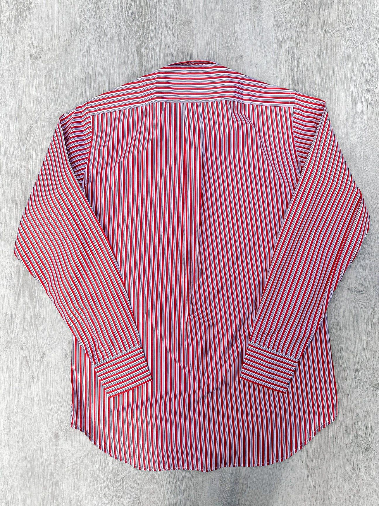 Drake's Drake's Red White Cotton Poplin Striped Shirt Size US S / EU 44-46 / 1 - 2 Thumbnail