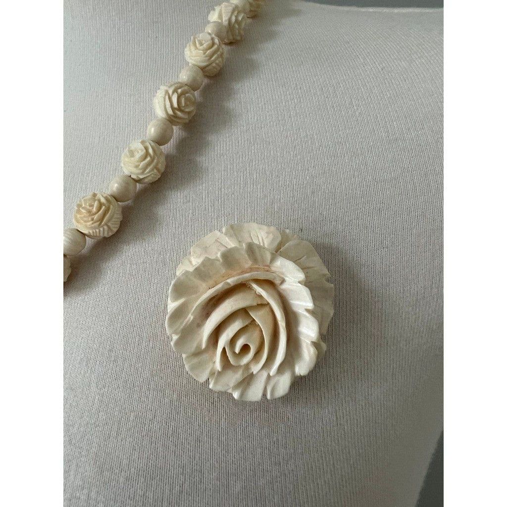Vintage 4pc Vtg Celluloid Necklace + Earrings +Brooch Jewelry Bundle Size ONE SIZE - 4 Thumbnail
