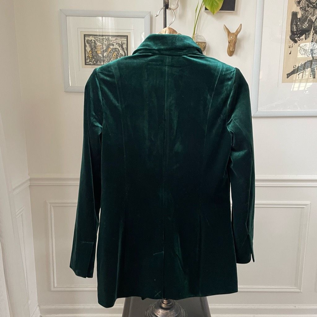 I.N.C INC International Concepts Green Velvet Double Breasted Blazer S Size S / US 4 / IT 40 - 4 Thumbnail