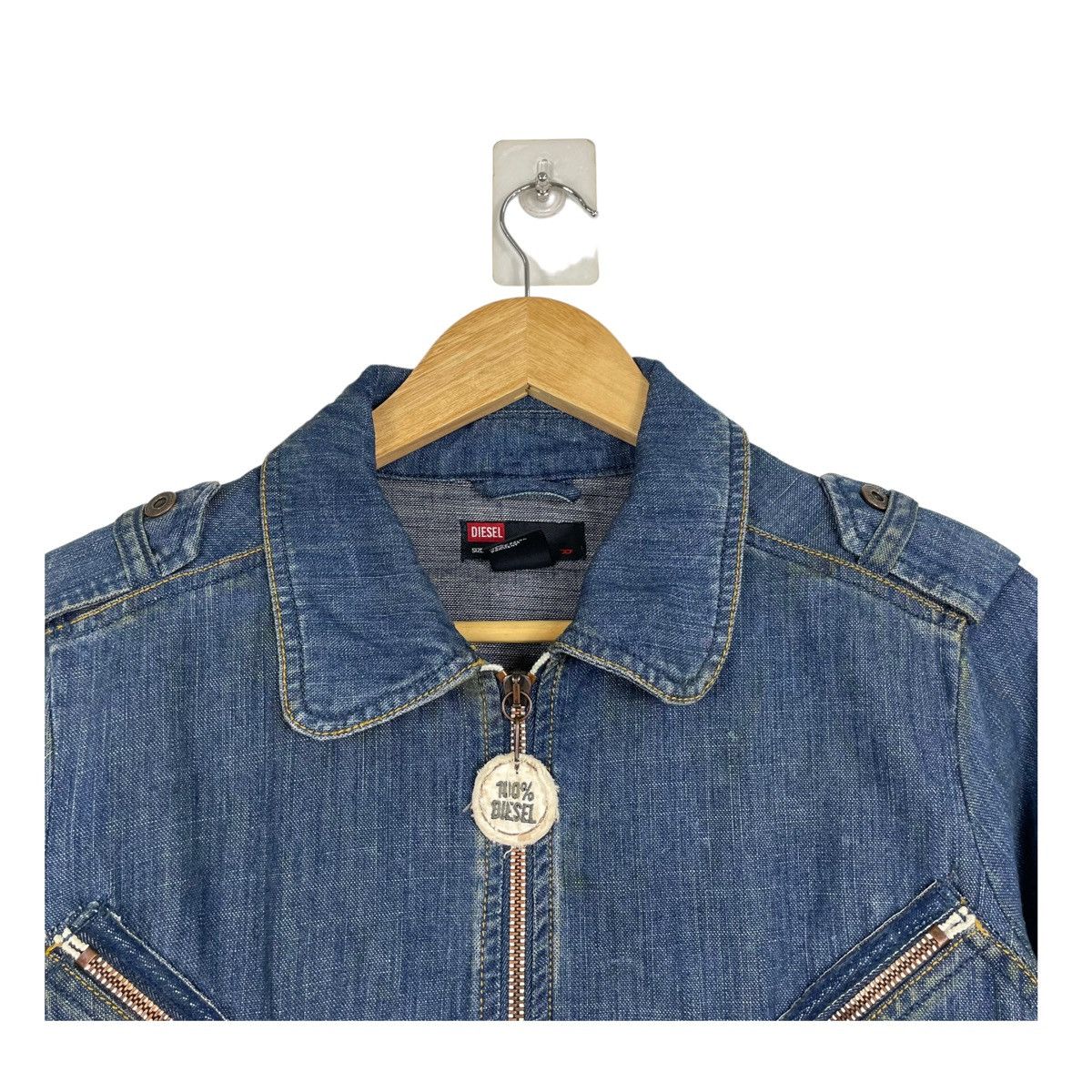 Diesel 💥DIESEL DENIM CROPPED BOMBER TRIBAL JEAN JACKET Size S / US 4 / IT 40 - 4 Thumbnail