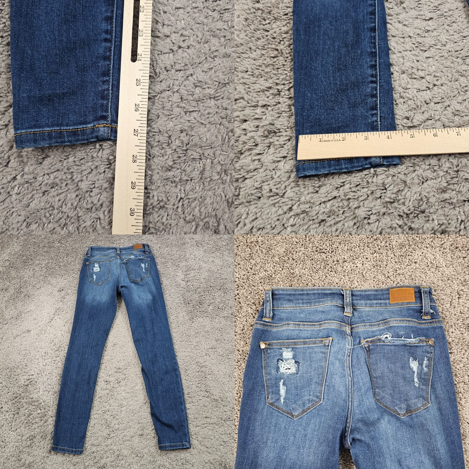 Vintage Judy Blue Jeans Women's Skinny Low Rise Stretch Dark Wash Distressed Size 26 23x28 Size 26" / US 2 / IT 38 - 8 Thumbnail
