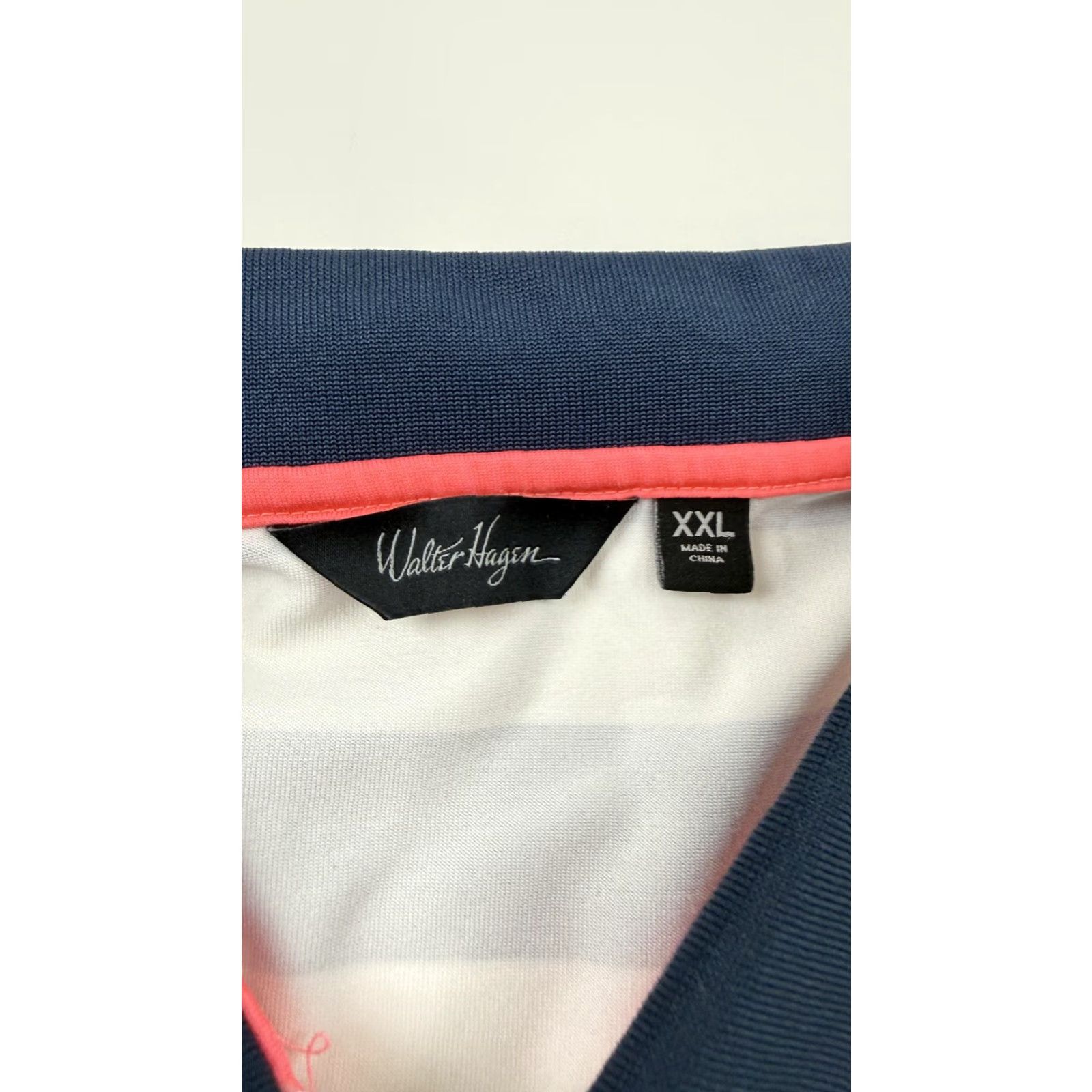 Vintage Walter Hagen Polo Shirt Mens 2XL Navy White Pink Stripe Golf Performance Stretch Size US XXL / EU 58 / 5 - 7 Thumbnail