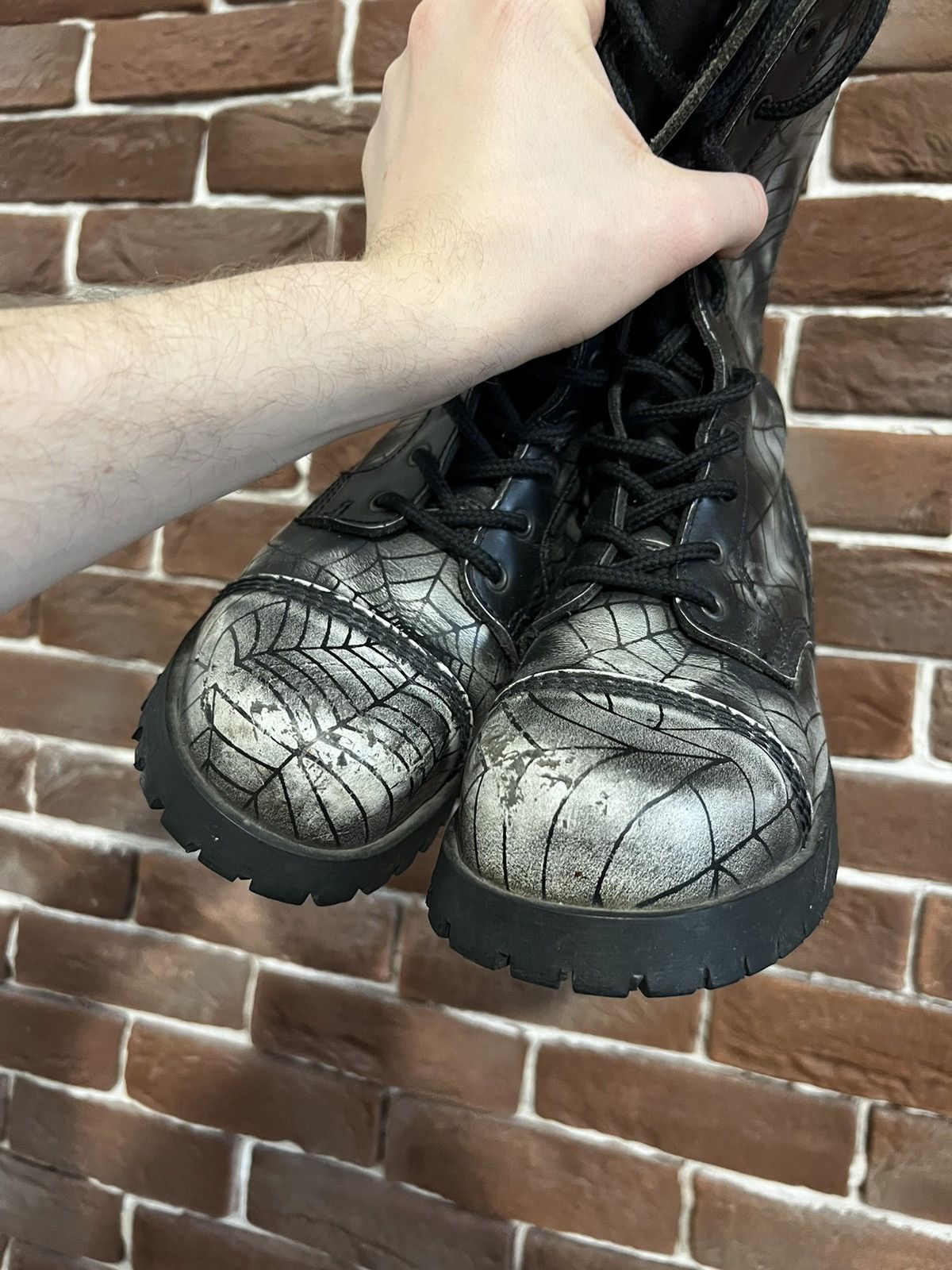 Seditionaries Rare Avant Garde High Top Platform Spider Web Boots Y2K Goth Size US 7 / IT 37 - 10 Thumbnail