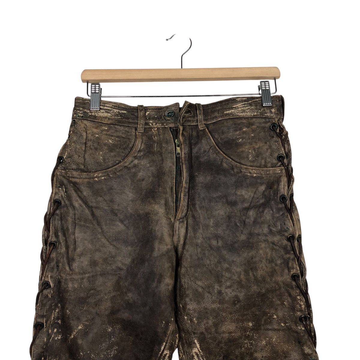 Genuine Leather 📌Vintage Leather Biker Pants Pantera Cowboy Issey Miyake Size US 30 / EU 46 - 4 Thumbnail