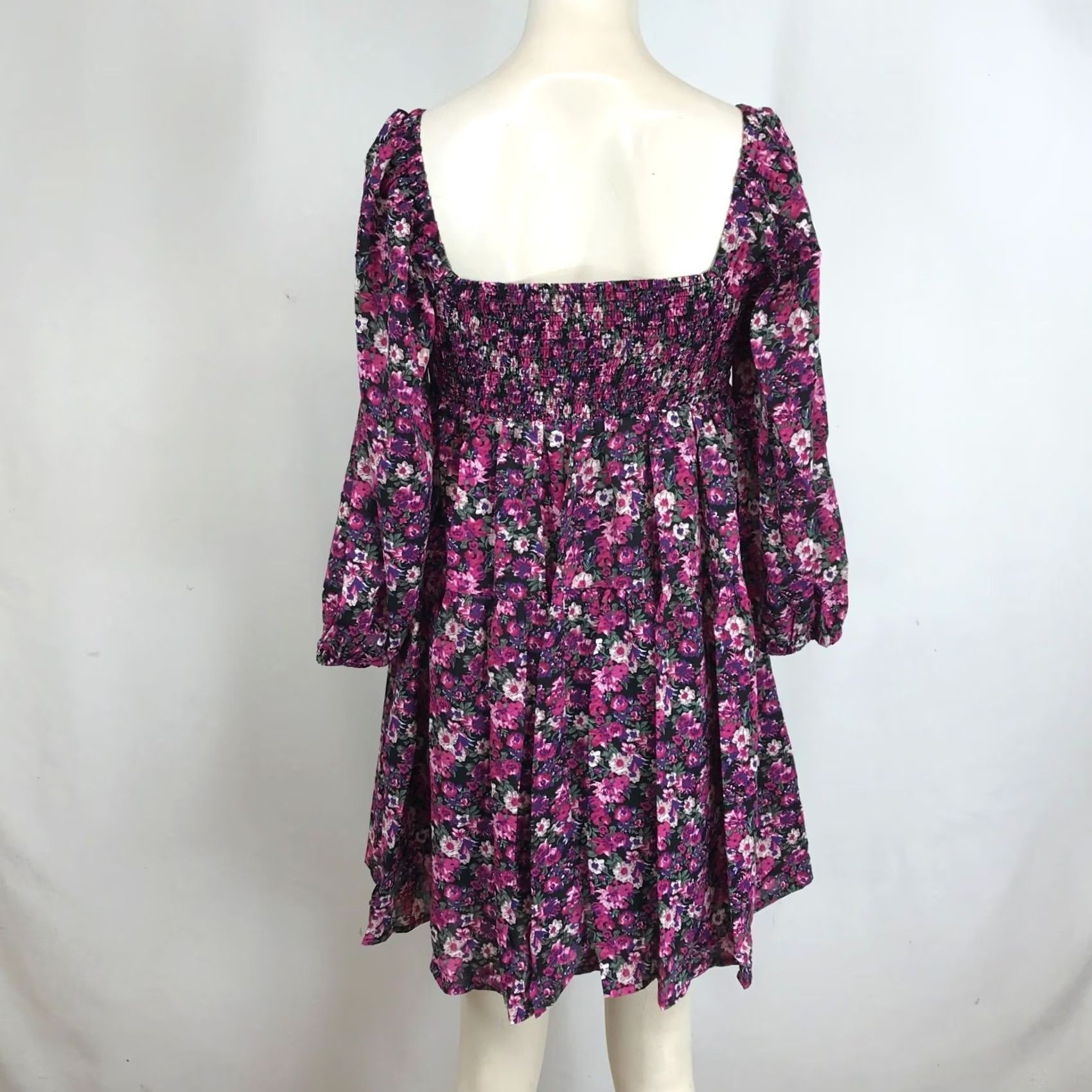 Vintage ENTRO Dress Women's Small Floral Long Sleeve Shift Polyester Ties At Neck Size S / US 4 / IT 40 - 5 Thumbnail