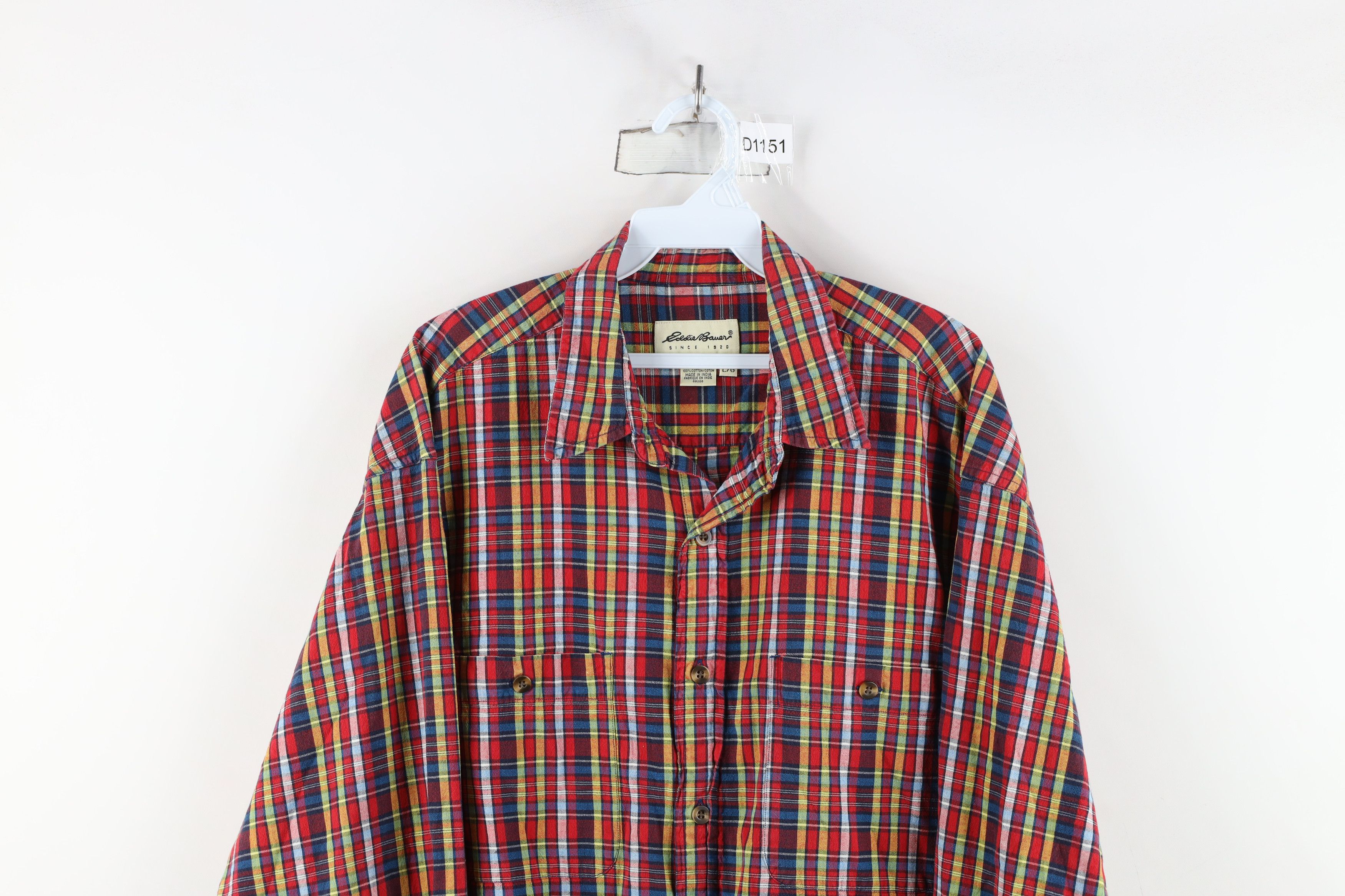 Eddie Bauer × Vintage Vintage 90s Eddie Bauer Madras Plaid Collared Button Shirt Size US L / EU 52-54 / 3 - 2 Thumbnail