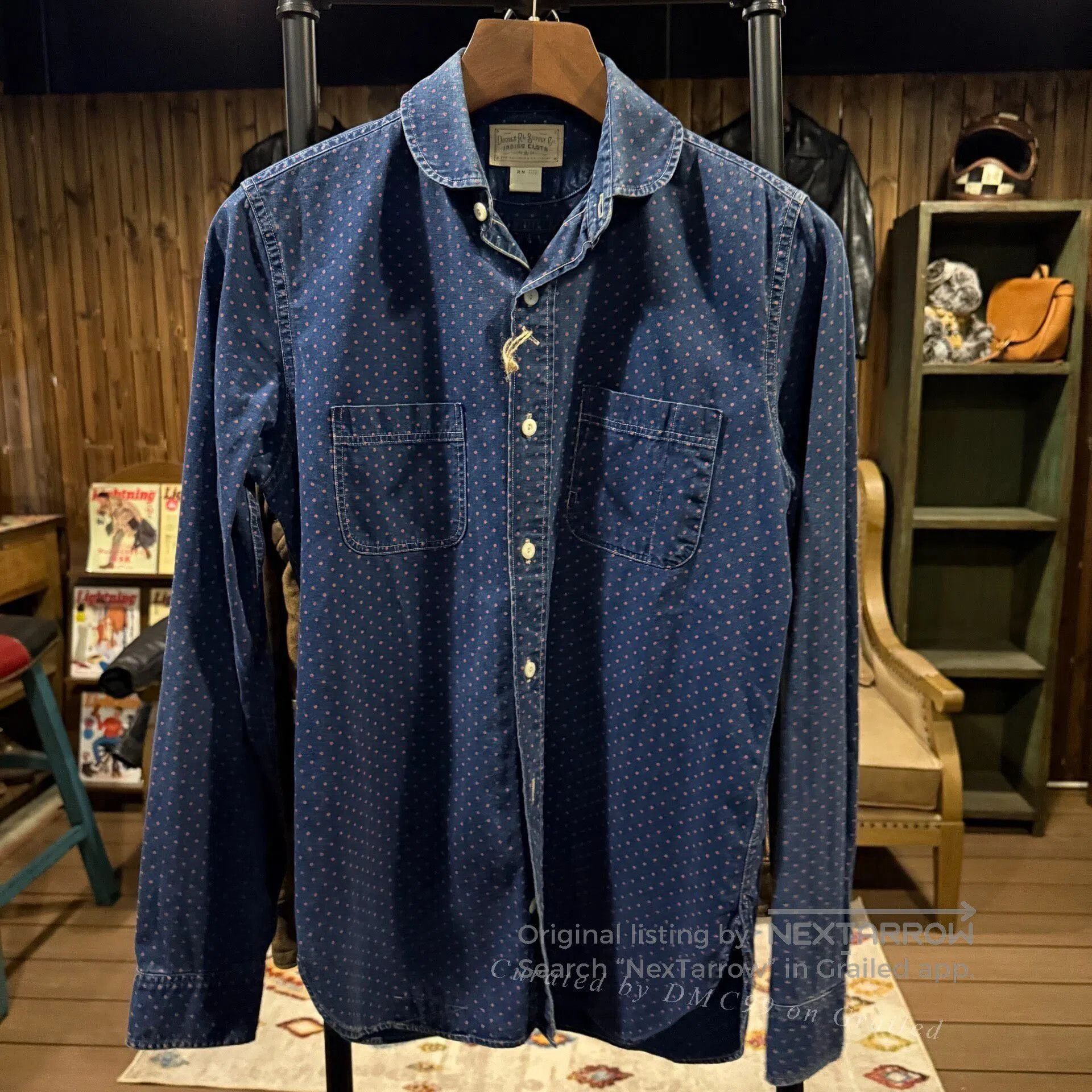 RRL Ralph Lauren RRL Double RL Indigo Polka Dot Work Shirt. Size US XS / EU 42 / 0 - 1 Thumbnail