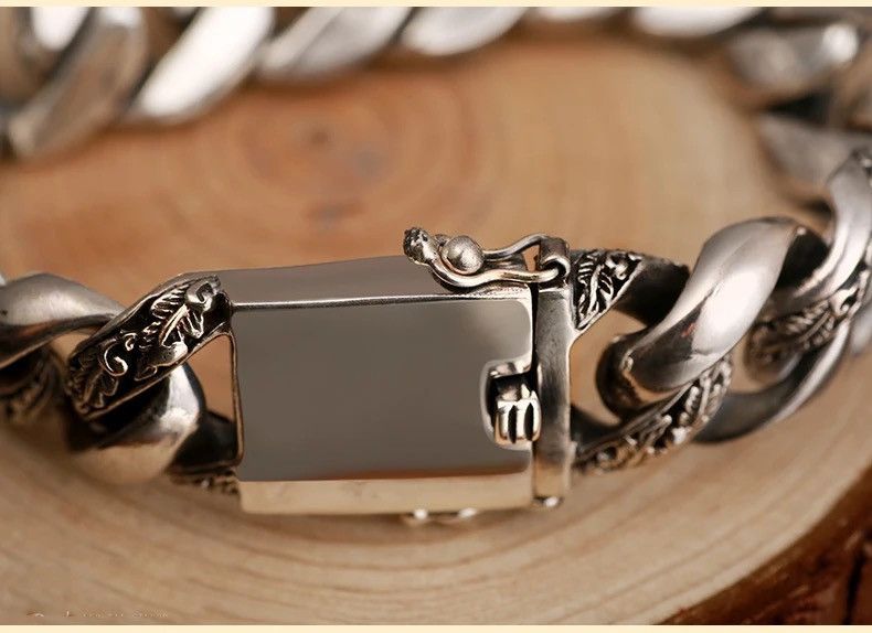 Jewelry × Vintage Cuban Charm Bracelet Men Cuff Trend Domineering Size ONE SIZE - 3 Thumbnail