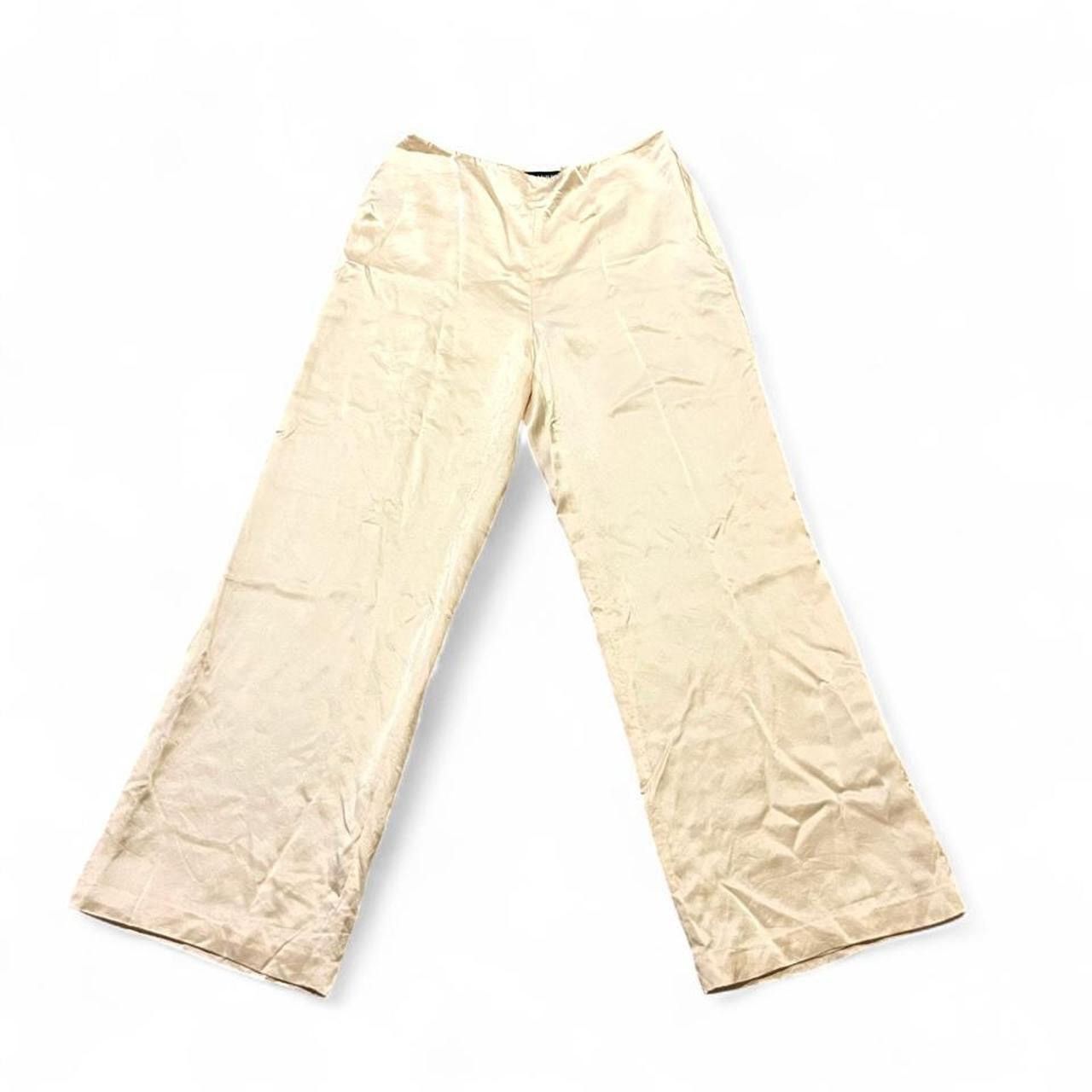 Ralph Lauren Vintage y2k Ralph Lauren cream silk wide leg trousers Size 30" / US 8 / IT 44 - 1 Thumbnail